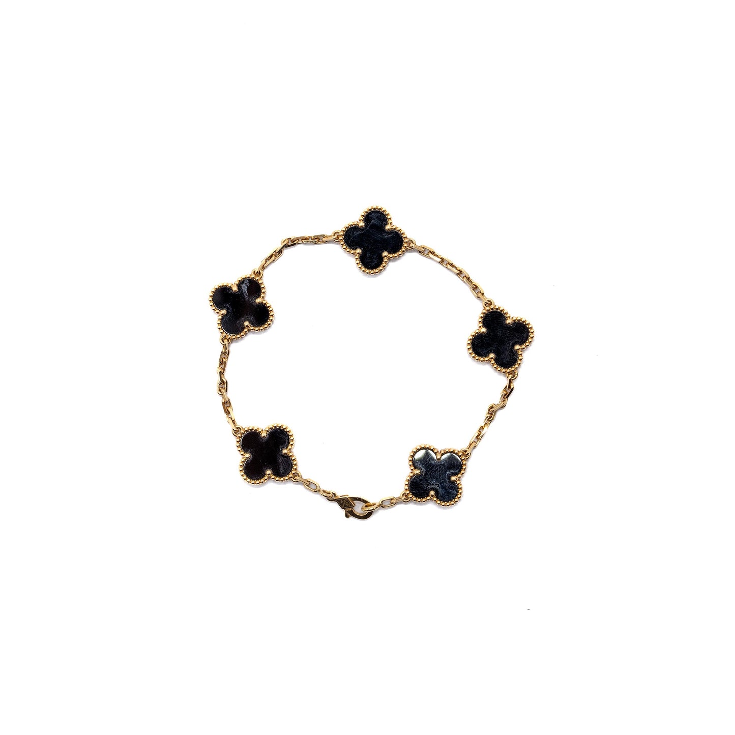 Van cleef and arpels vintage Alhambra bracelet 5 motifs 18k yellow gold, onyx