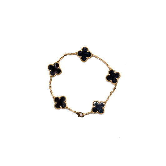Van cleef and arpels vintage Alhambra bracelet 5 motifs 18k yellow gold, onyx