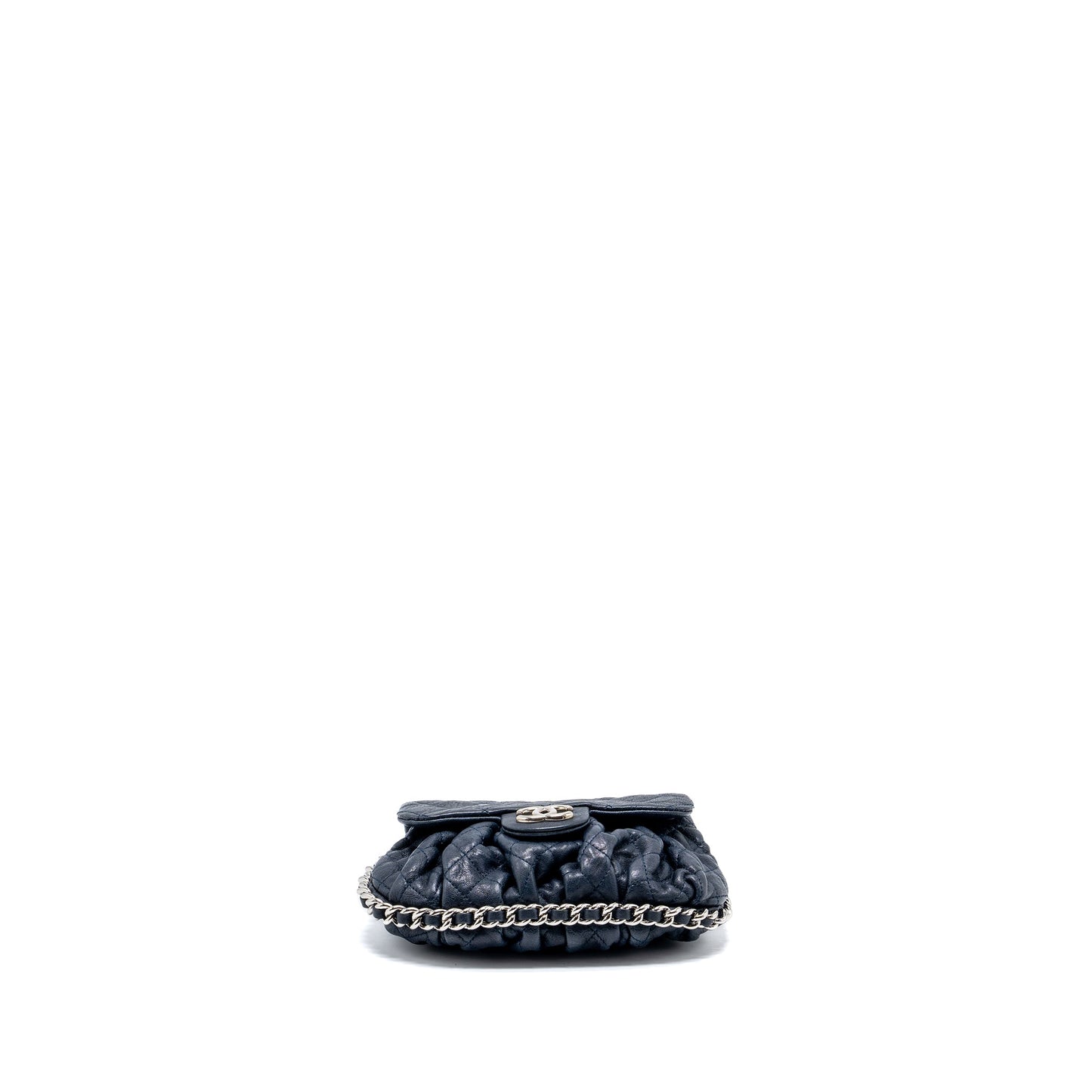 Chanel Mini Round Flap Bag With Chain Aged Calfskin Navy SHW