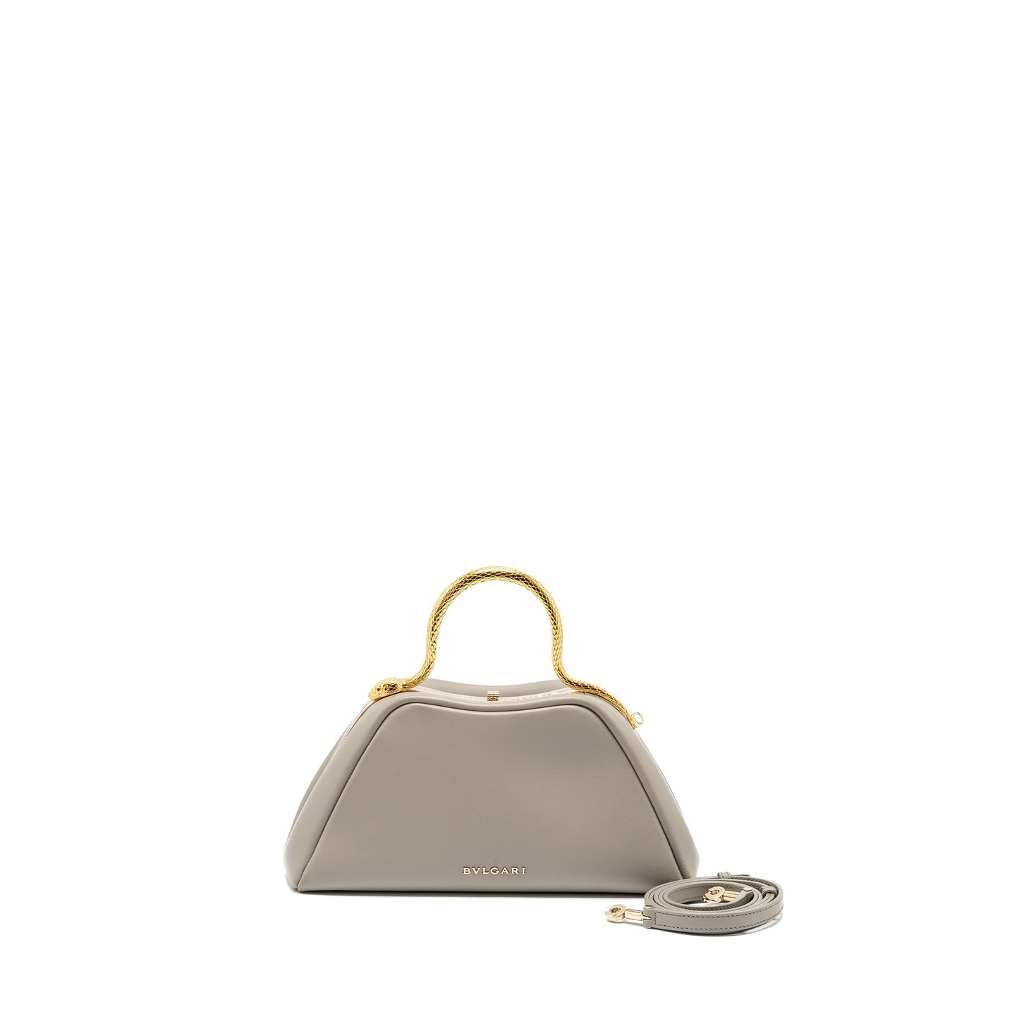 Bvlgari Serpentine Top Handle Bag Smooth Calfskin Grey GHW