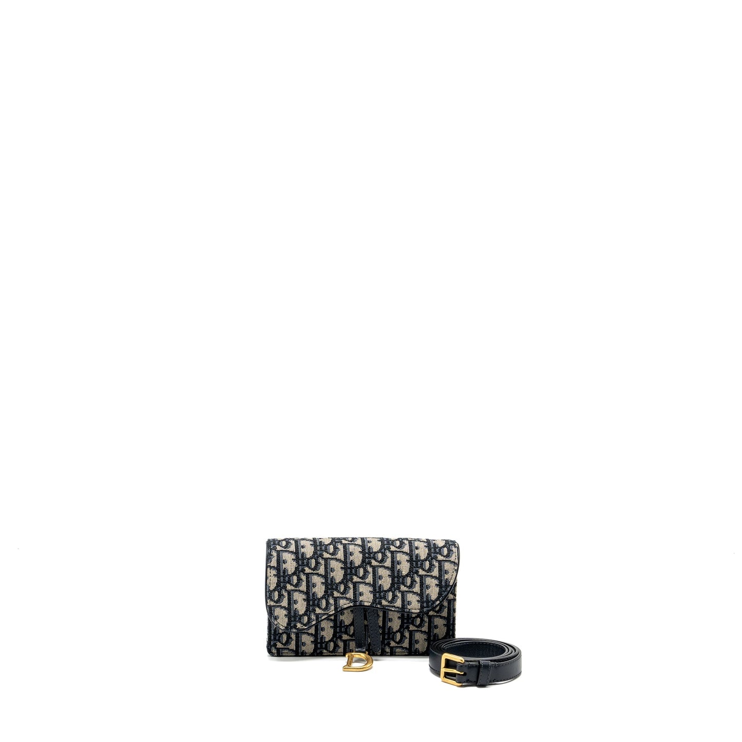 Luxury Dior Saddle belt pouch Oblique Jacquard blue GHW