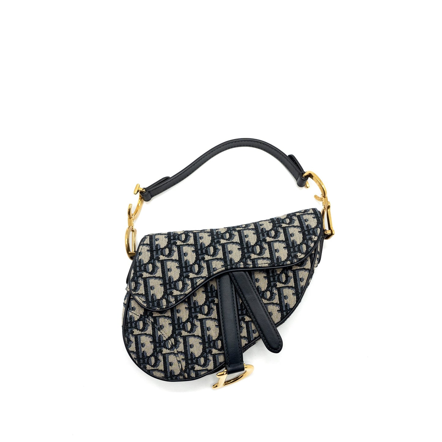 Luxury Dior Mini Saddle Bag Blue Oblique Jacquard GHW
