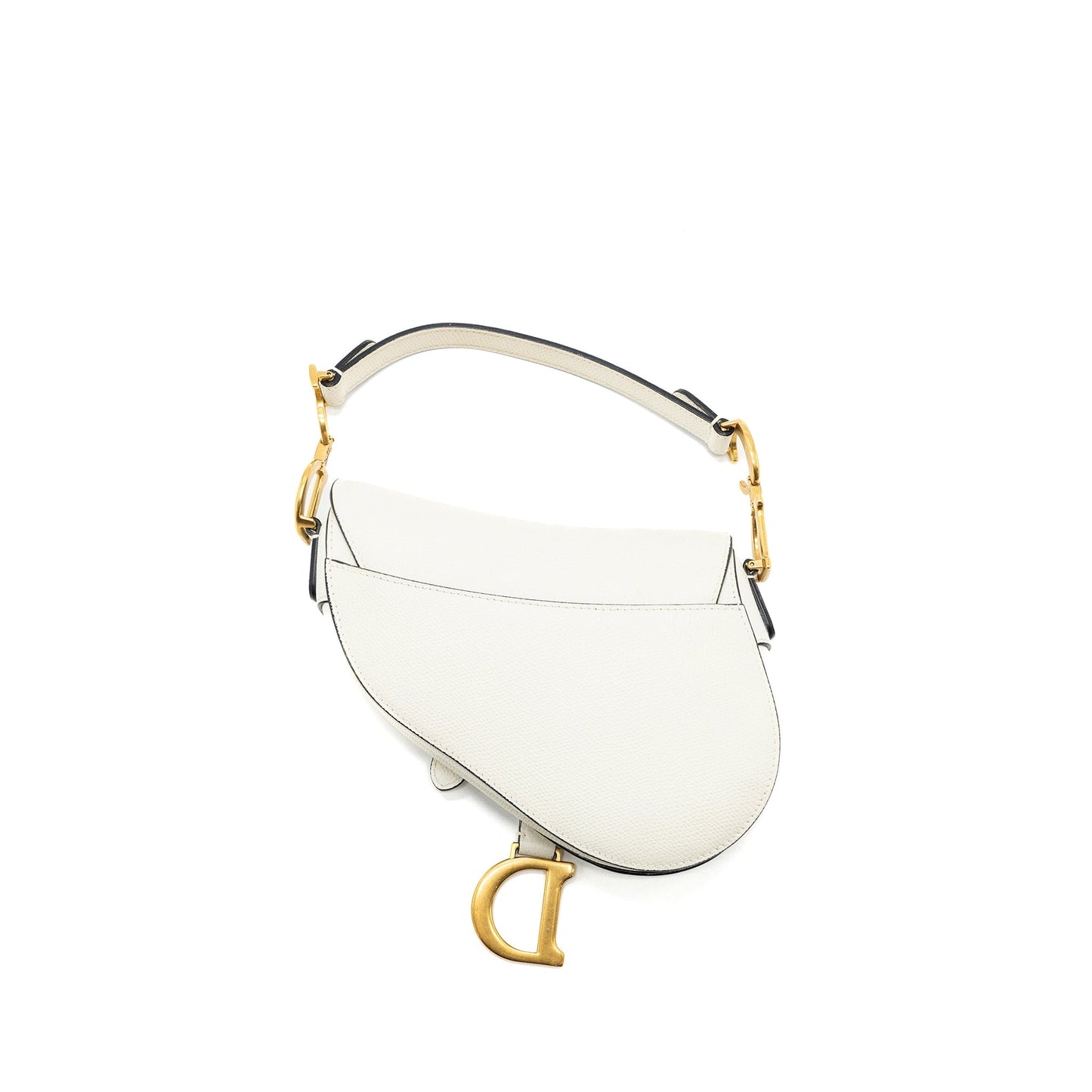 Luxury Dior Mini Saddle Bag Calfskin White GHW