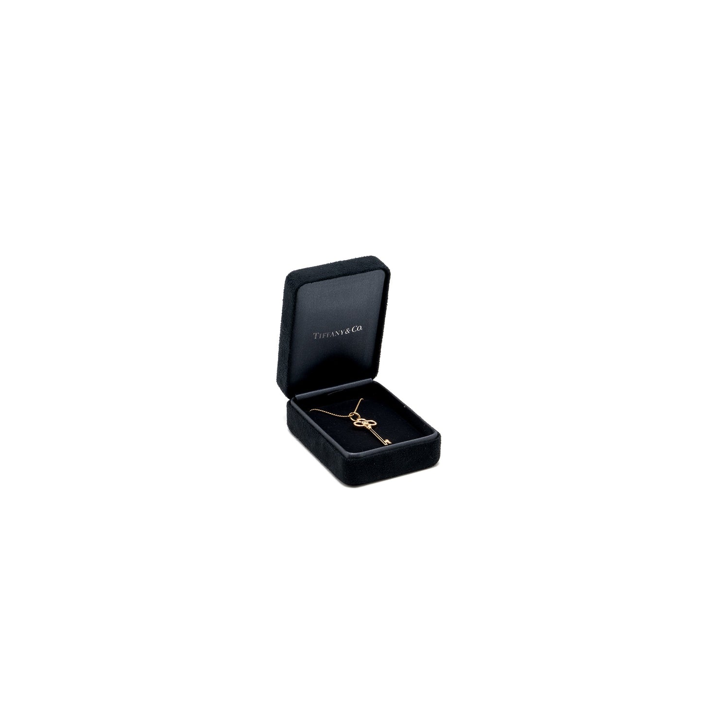 Tiffany Crown Key Pendant with 20 Inch Chain Rose Gold Diamonds
