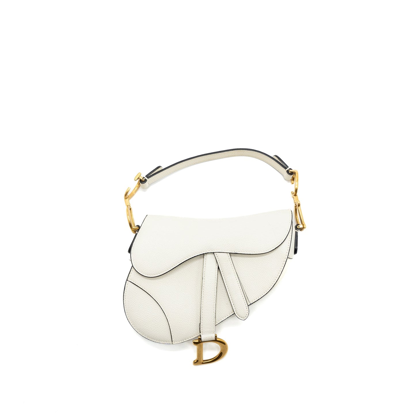 Luxury Dior Mini Saddle Bag Calfskin White GHW