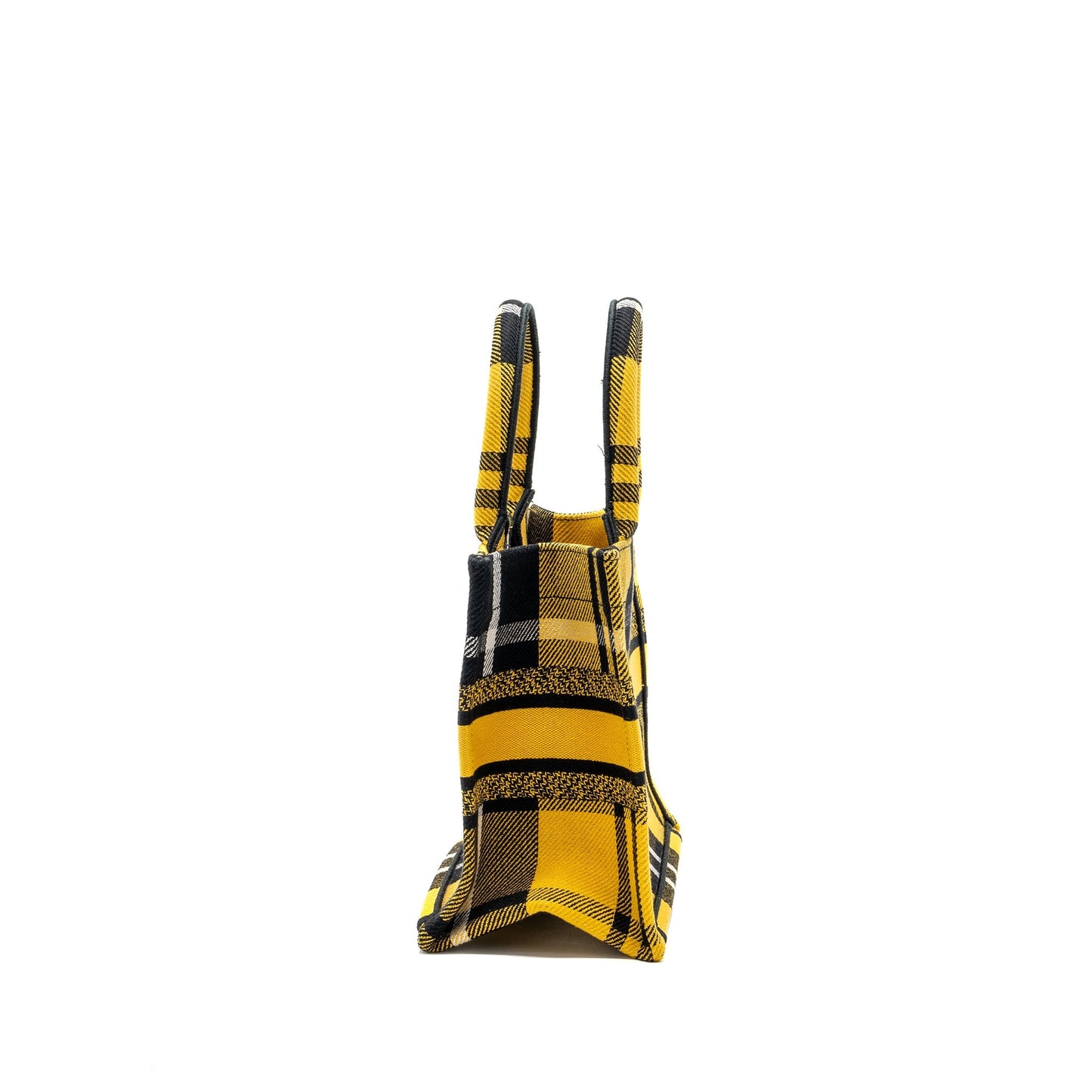 Luxury Dior small book tote canvas yellow / black