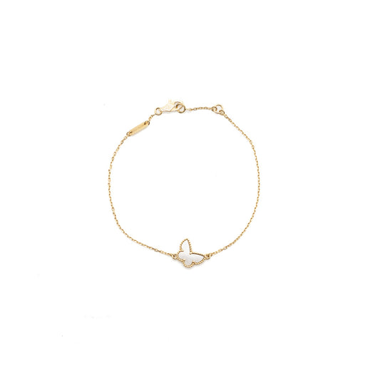Van Cleef & Arpels Sweet Alhambra Butterfly Bracelet Mother Of Pearl Yellow Gold