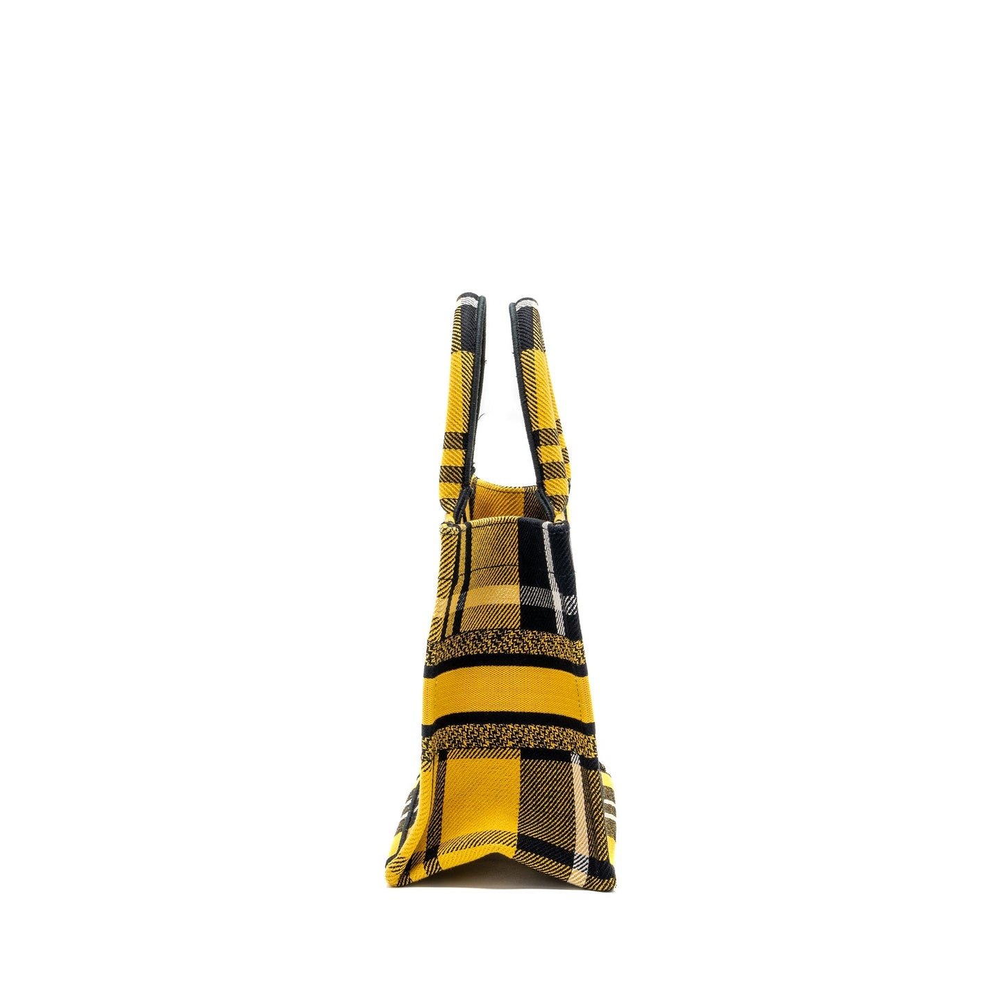Luxury Dior small book tote canvas yellow / black