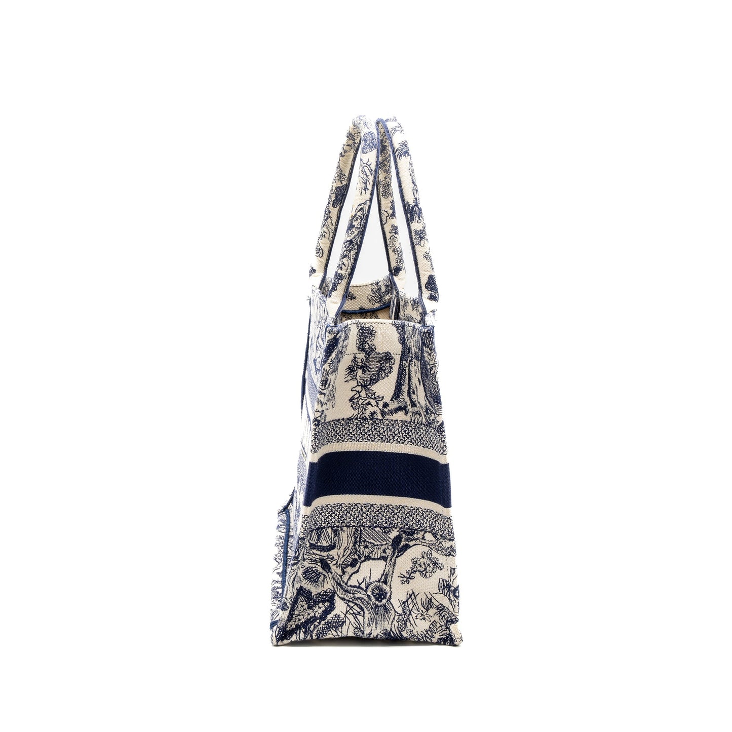 Luxury Dior Medium Book Tote Blue Toile de Jouy Embroidery