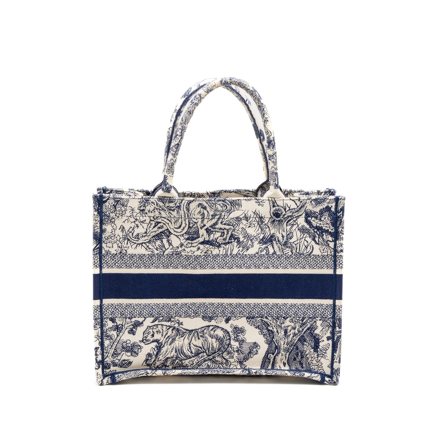 Luxury Dior Medium Book Tote Blue Toile de Jouy Embroidery