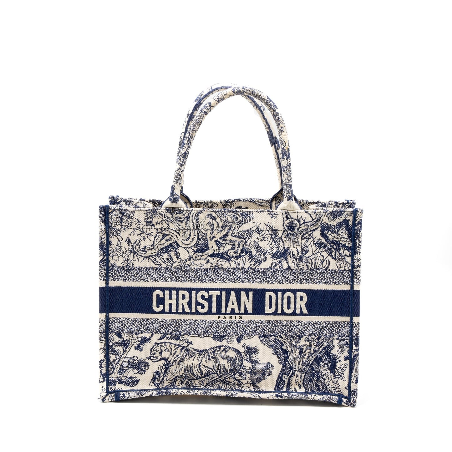 Luxury Dior Medium Book Tote Blue Toile de Jouy Embroidery