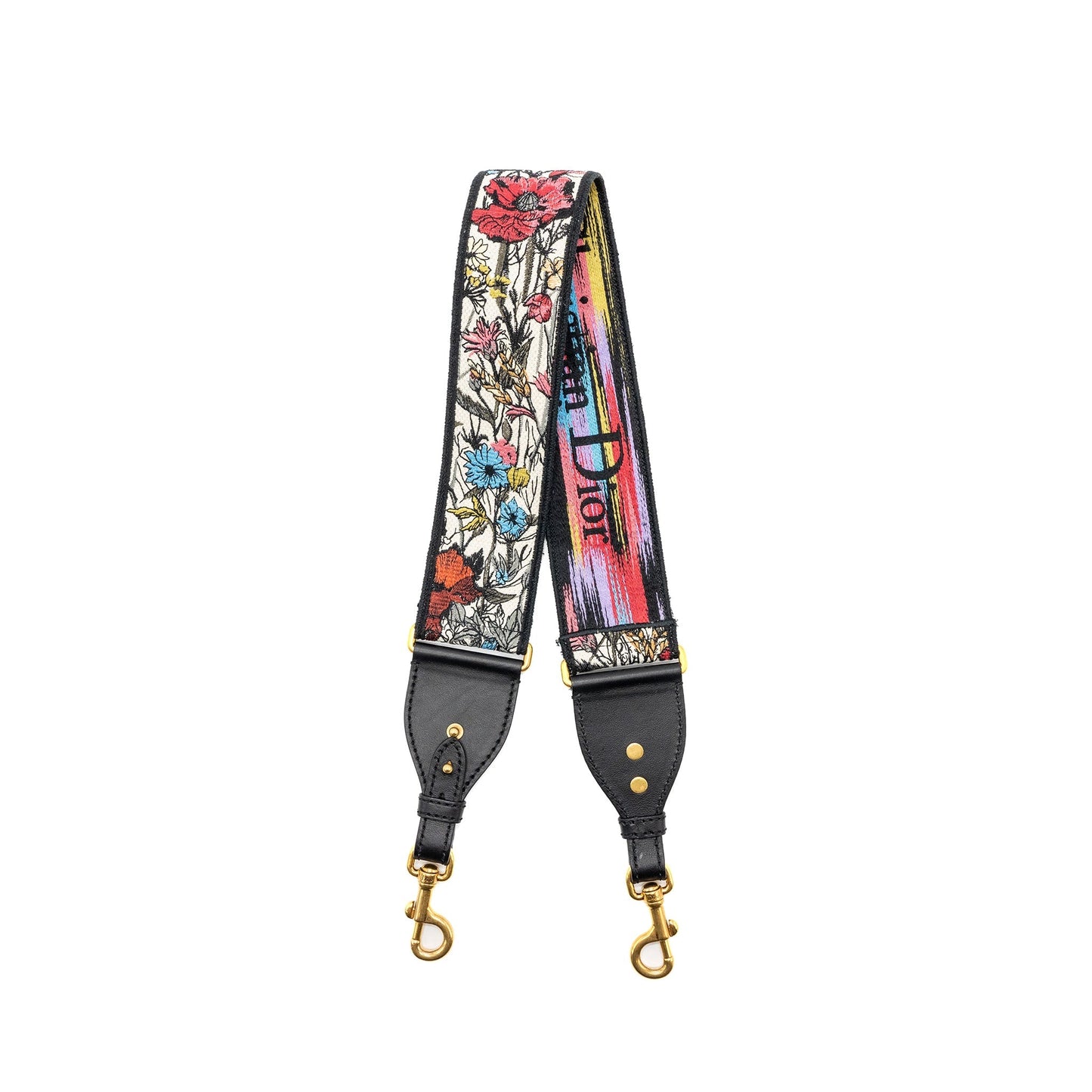 Luxury Dior Adjustable Shoulder Strap Flora Embroidery Canvas/Calfskin Multicolour GHW