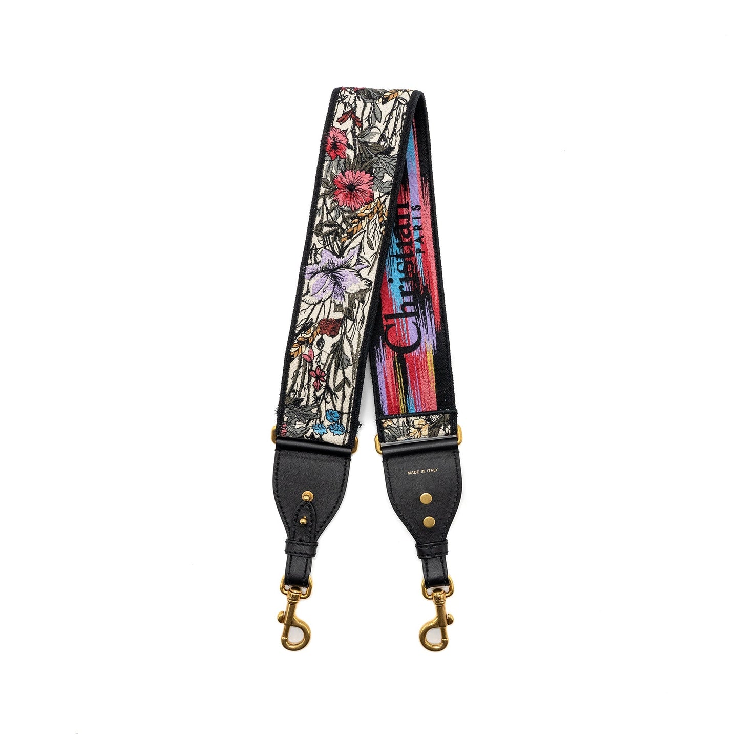 Luxury Dior Adjustable Shoulder Strap Flora Embroidery Canvas/Calfskin Multicolour GHW