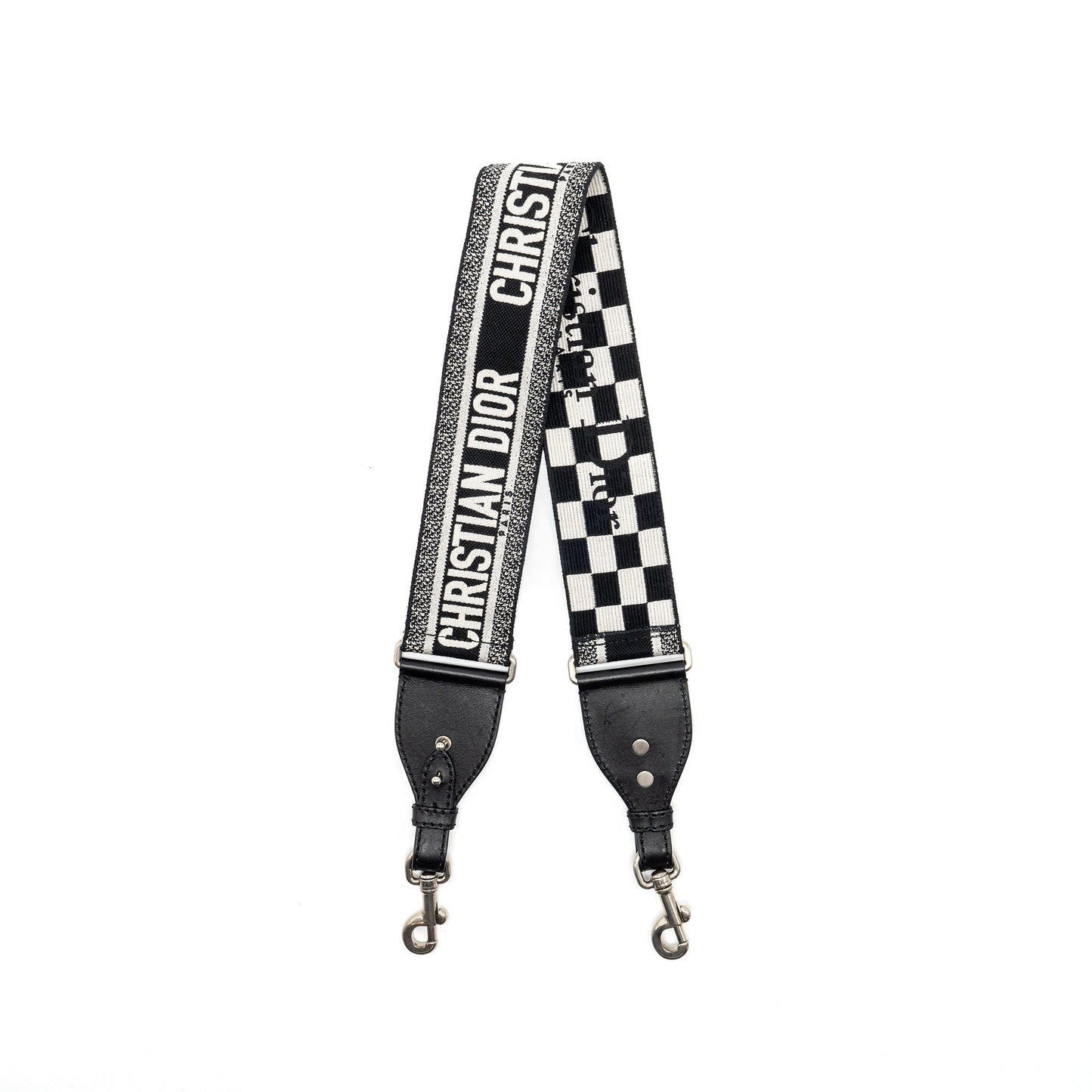 Luxury Dior Shoulder Strap Canvas/Calfskin Black/White SHW
