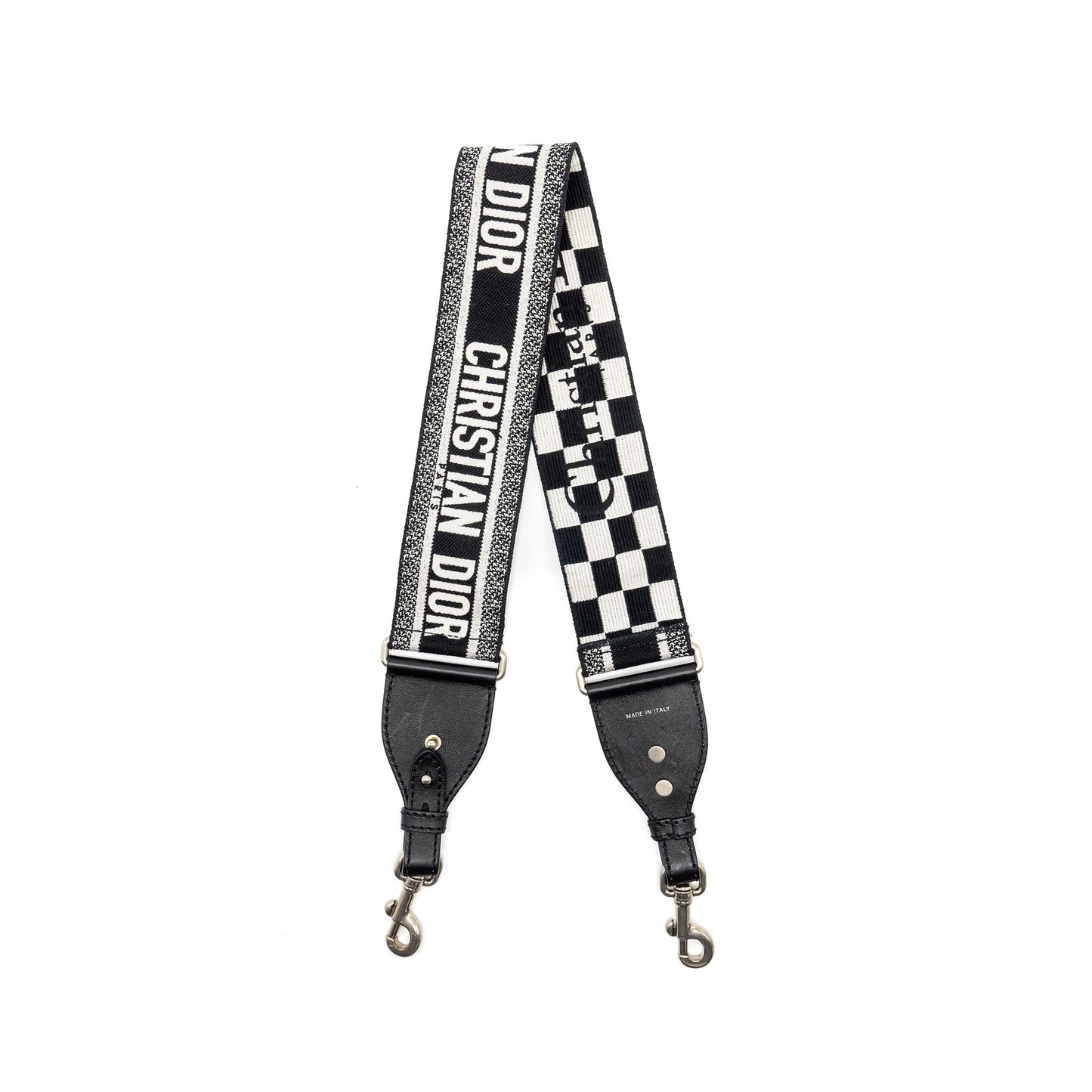 Luxury Dior Shoulder Strap Canvas/Calfskin Black/White SHW