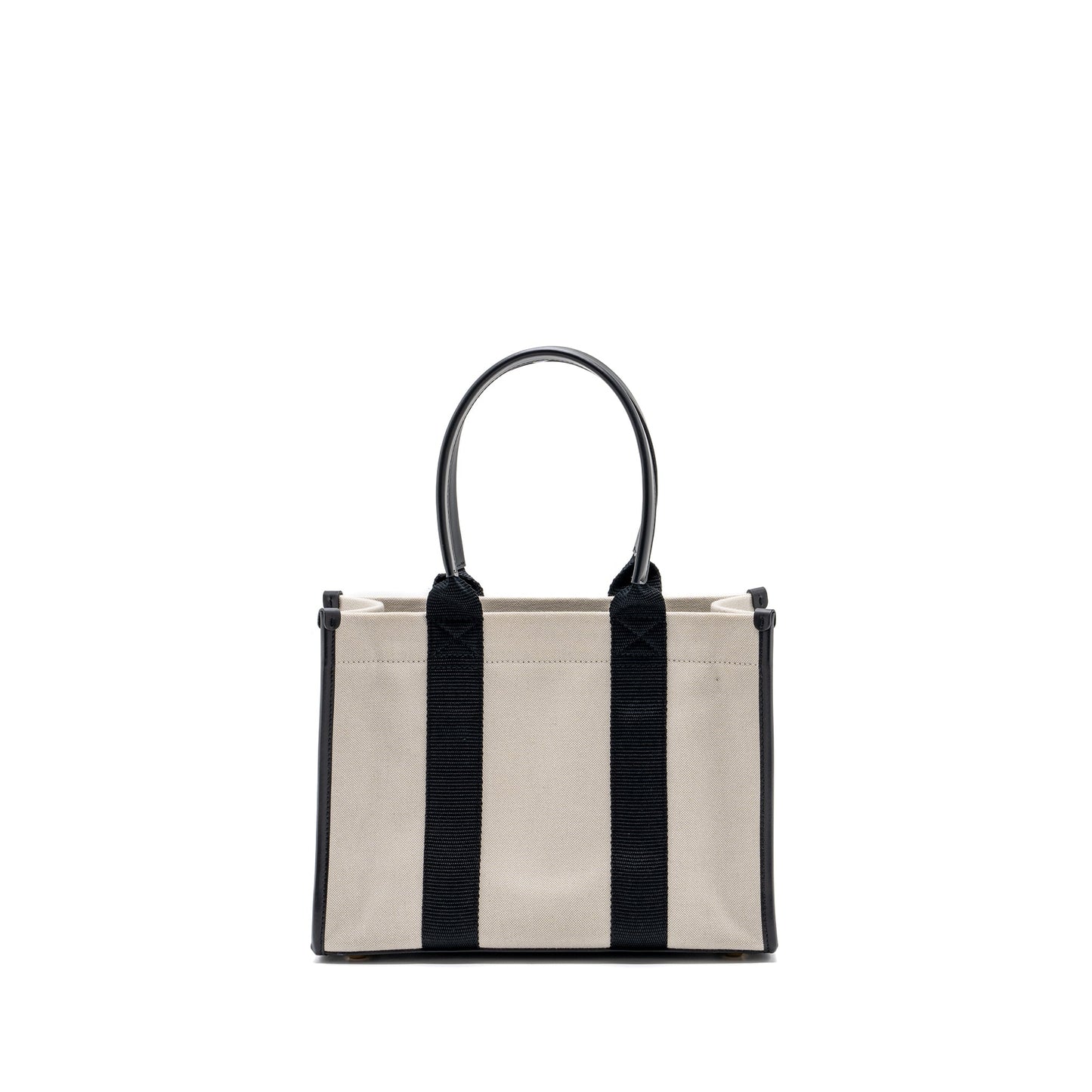 BALENCIAGA Small Tote Bag Canvas/ Leather Black/White GHW
