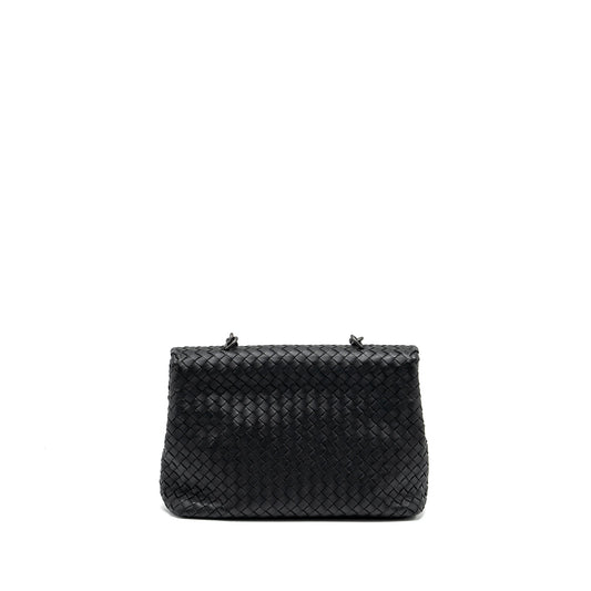 Bottega Veneta Single Chain Flap Bag Leather Black with Black Hardware