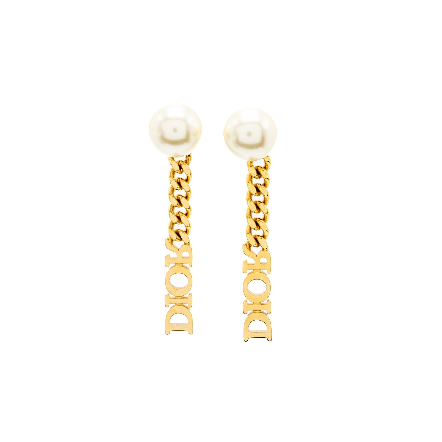 Luxury Dior Letter Dropped Earrings Crystal/Pearl Gold Tone