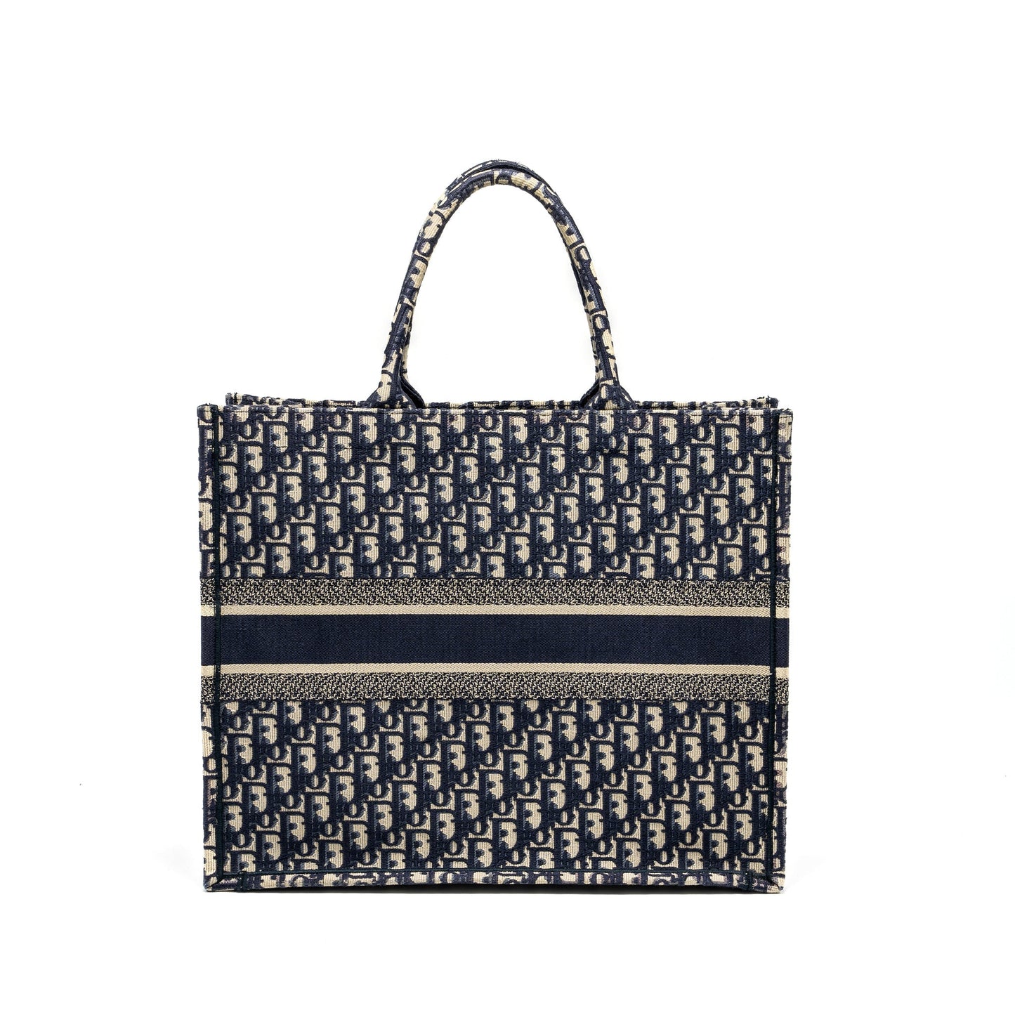 Luxury Dior Large Book Tote Blue Luxury Dior Oblique Embroidery