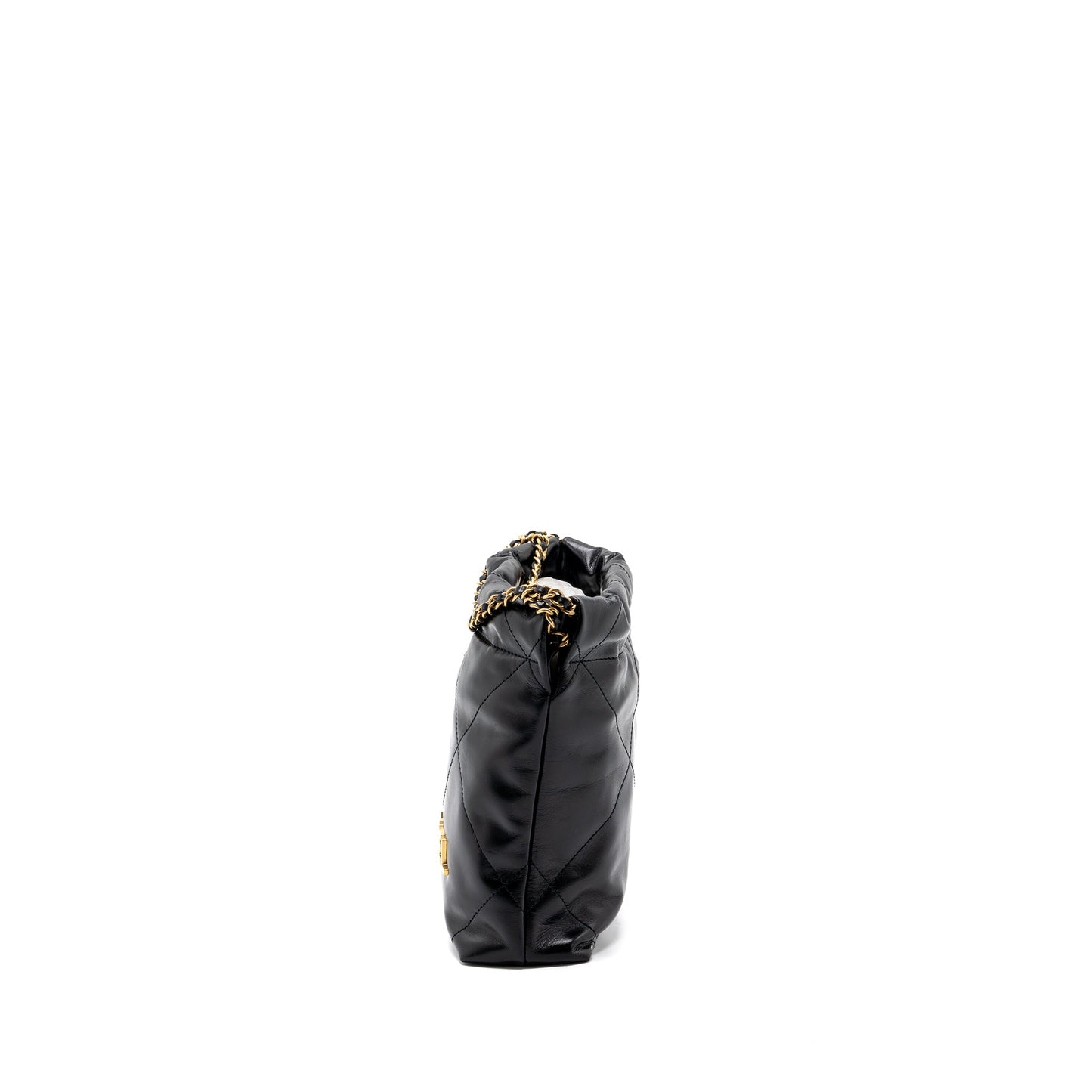 Chanel mini 22 bag shiny calfskin black GHW (microchip)