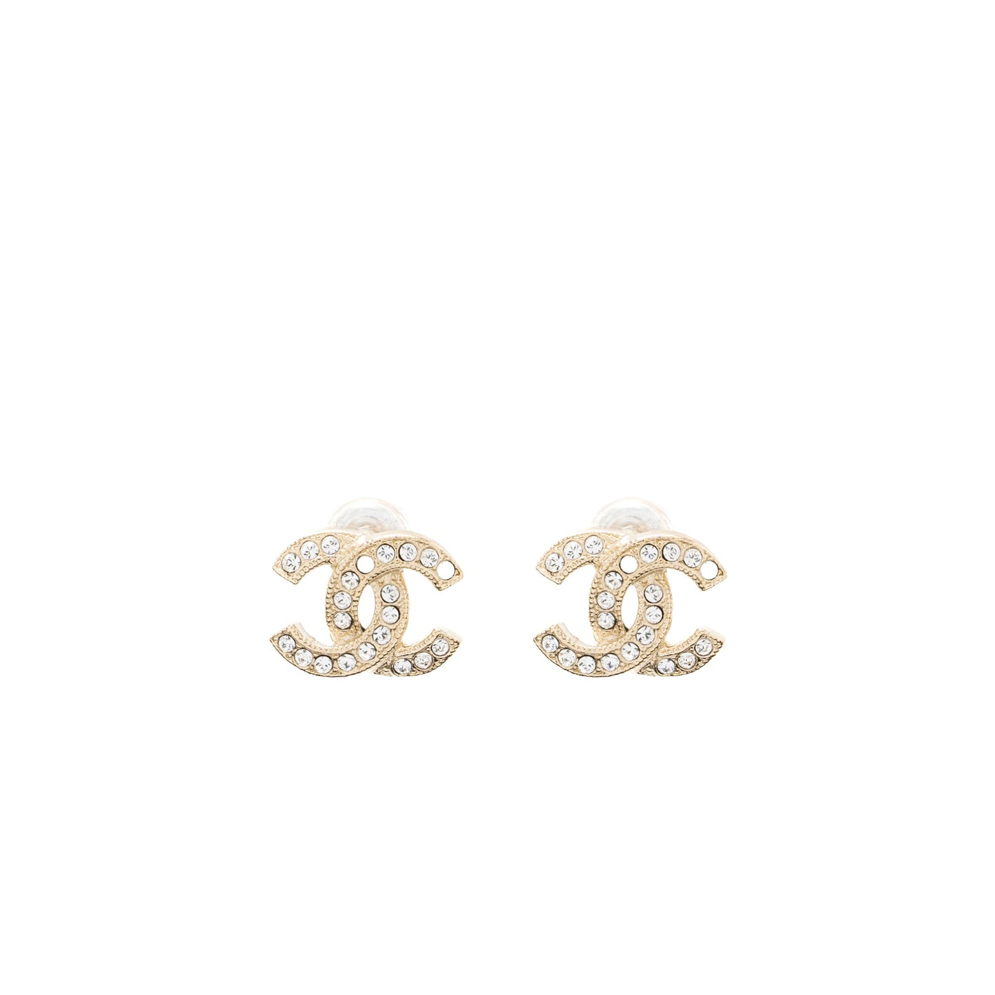 Chanel Classic CC Logo Earrings Crystal LGHW