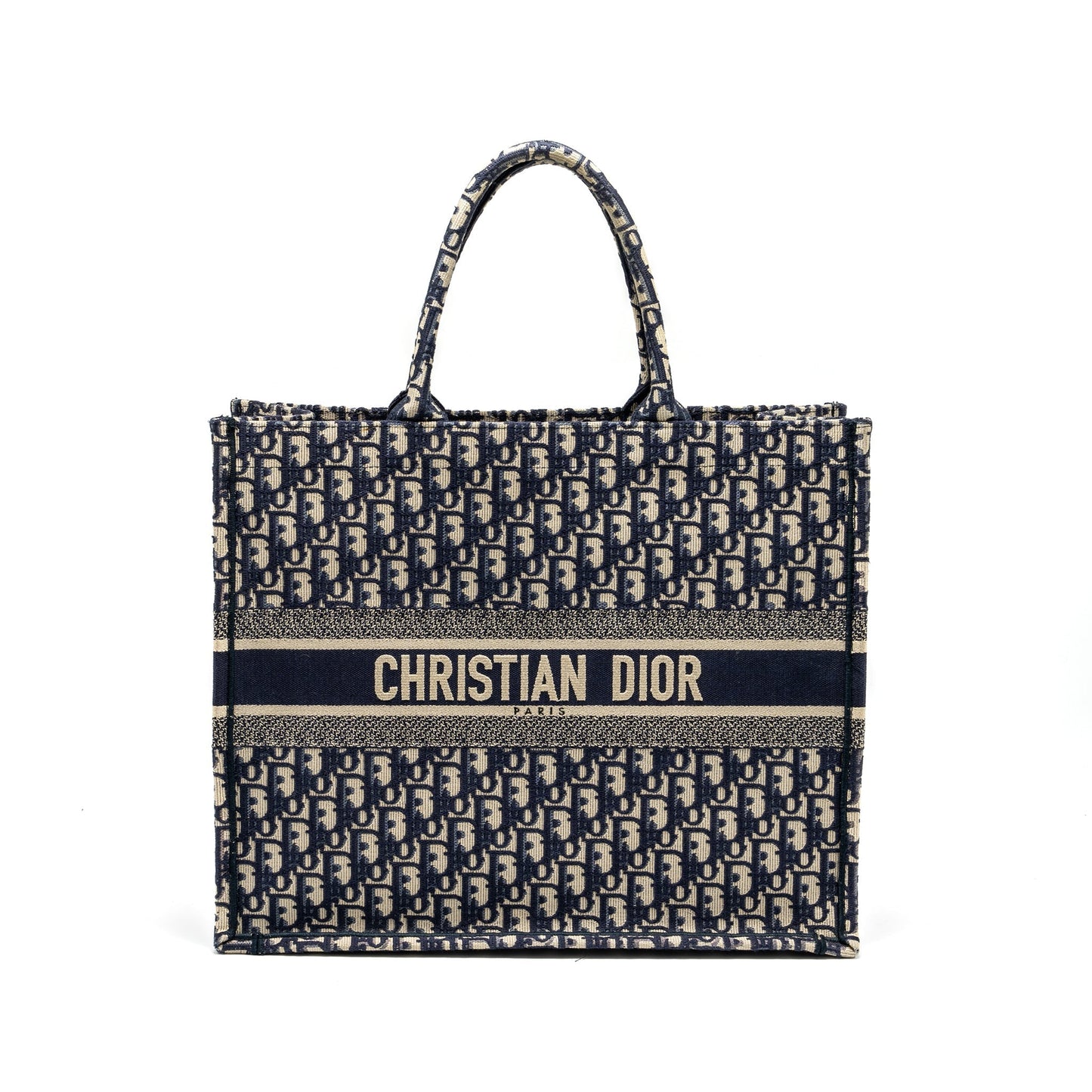 Luxury Dior Large Book Tote Blue Luxury Dior Oblique Embroidery