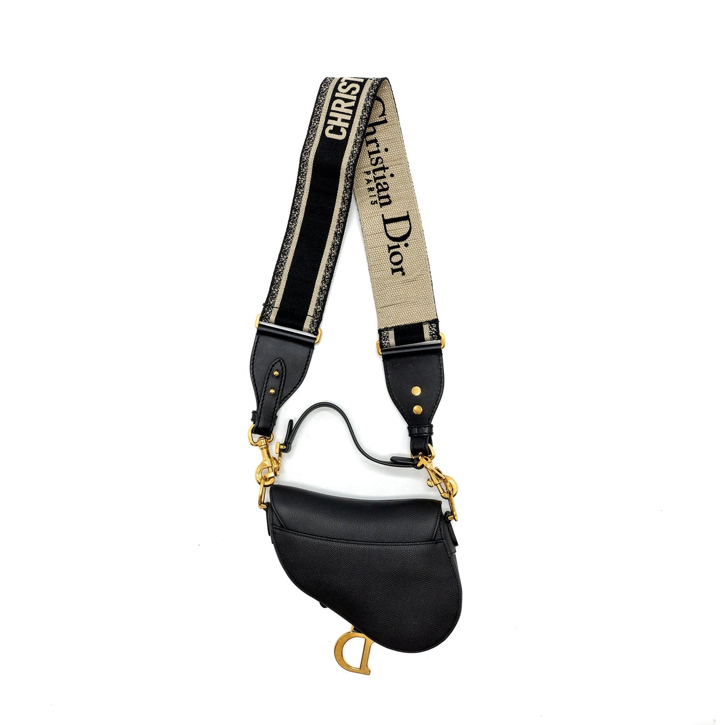 Luxury Dior Mini Saddle Bag Calfskin Black GHW  With An Extra Luxury Dior Strap