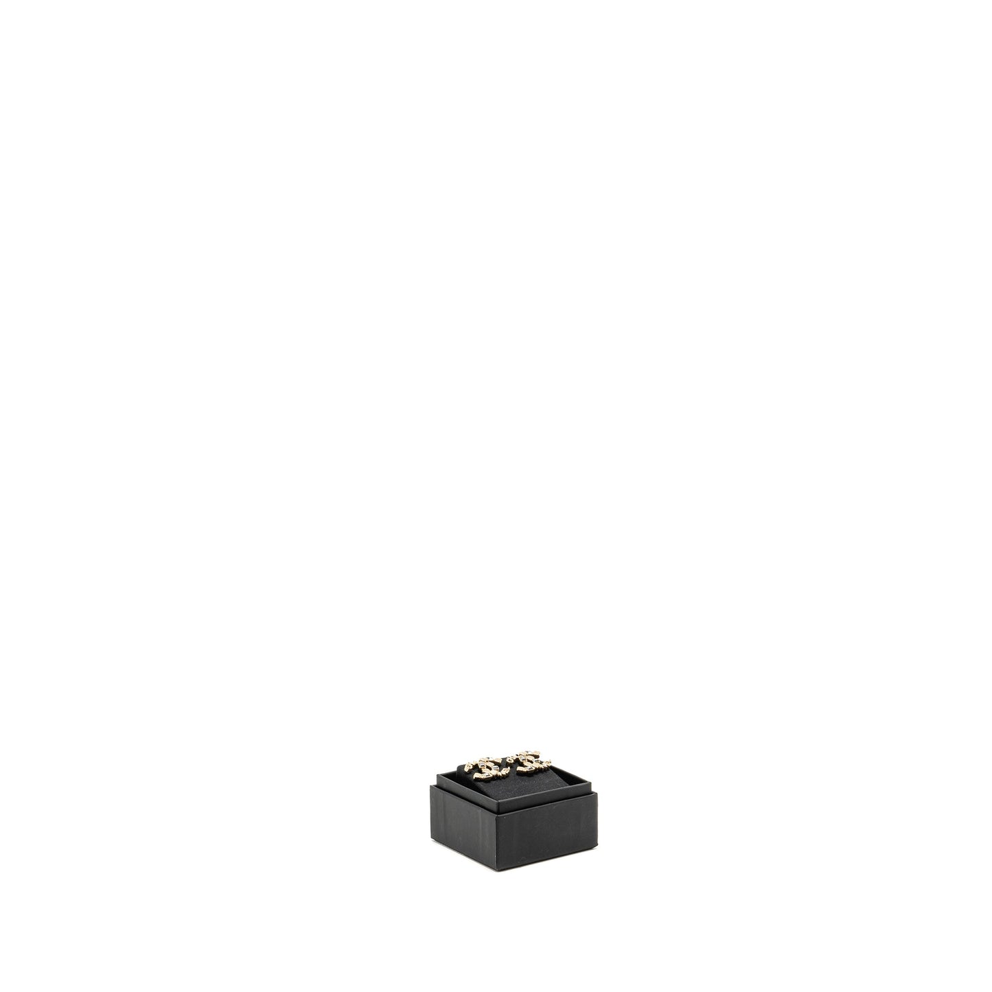 Chanel Letter and Square CC Earrings Light Gold Tone