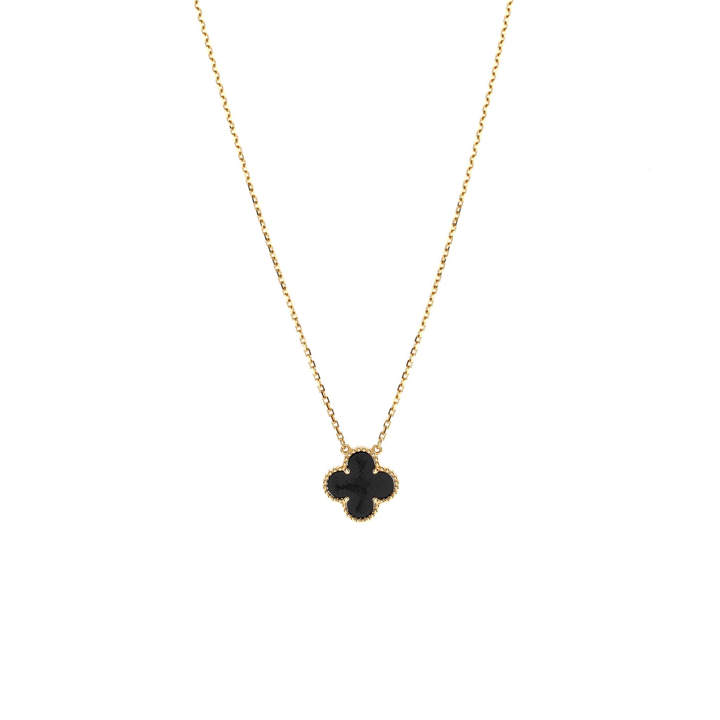 Van Cleef Vintage Alhambra Pendant 18k Yellow Gold , Onyx