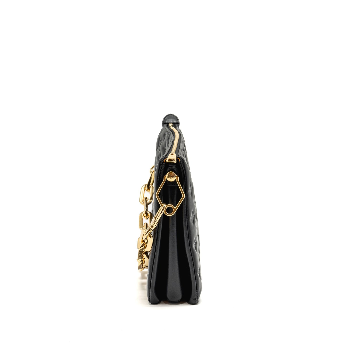 Louis Vuitton Coussin MM Monogram-embossed Puffy Lambskin Black GHW