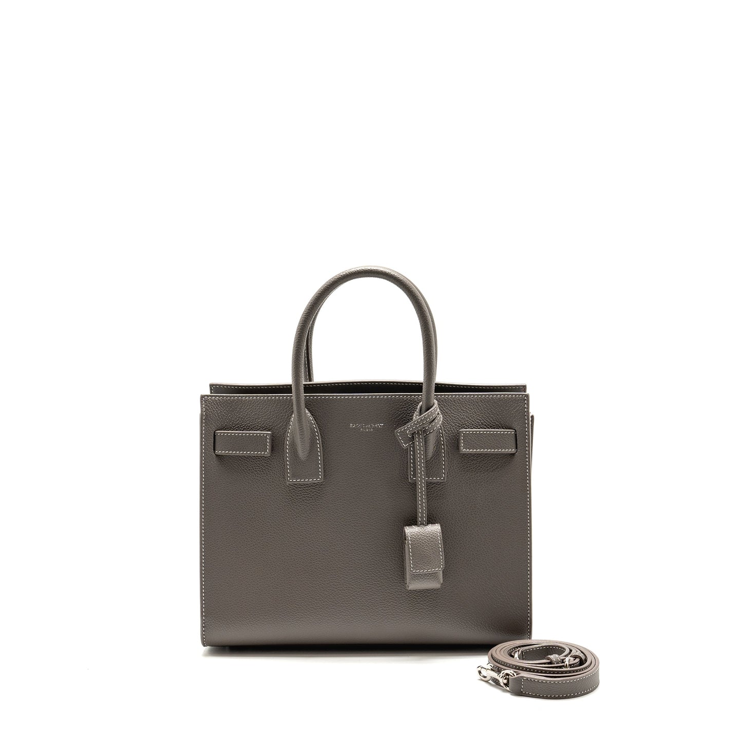 Saint Laurent/YSL Baby Sac de Jour Bag Grained Calfskin Grey SHW