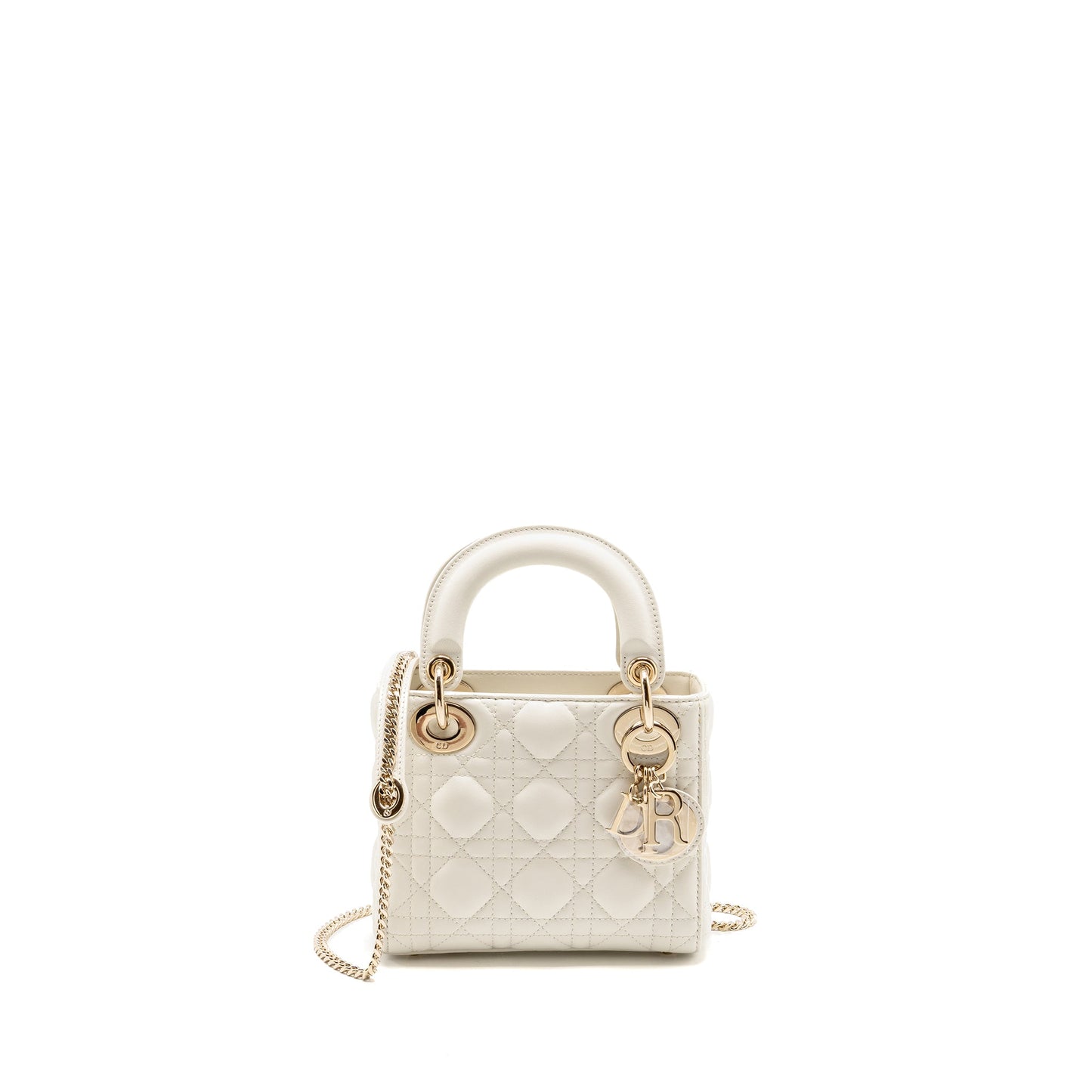 Dior Mini Lady Dior Lambskin White LGHW