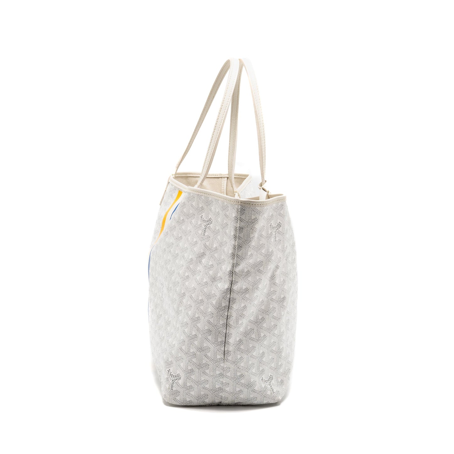 Goyard Saint Louis PM Tote Limited Edition Goyardine Canvas/Calfskin White/Blue/Yellow SHW
