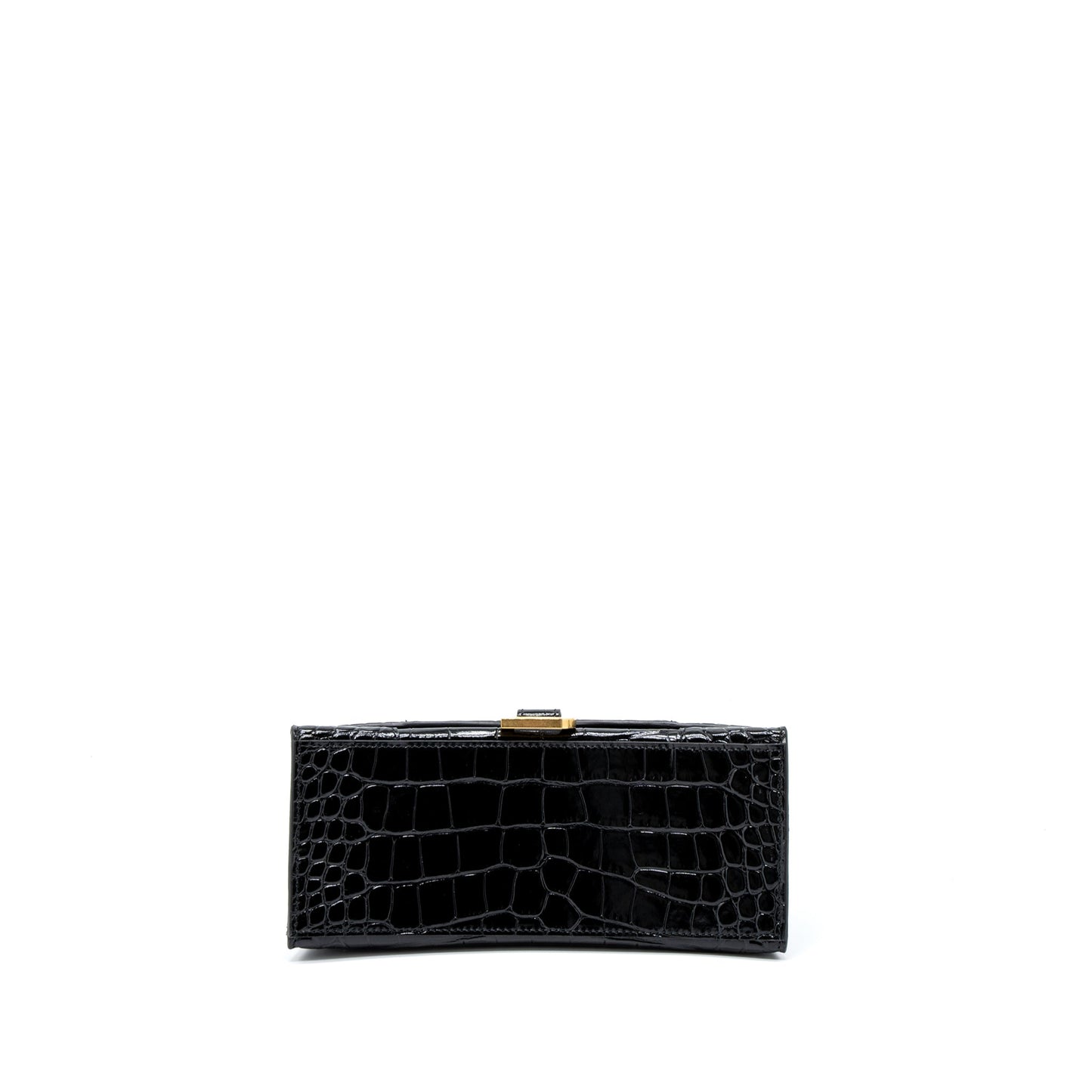 Balenciaga Hourglass Small Handbag Croc Embossed Calfskin Black GHW