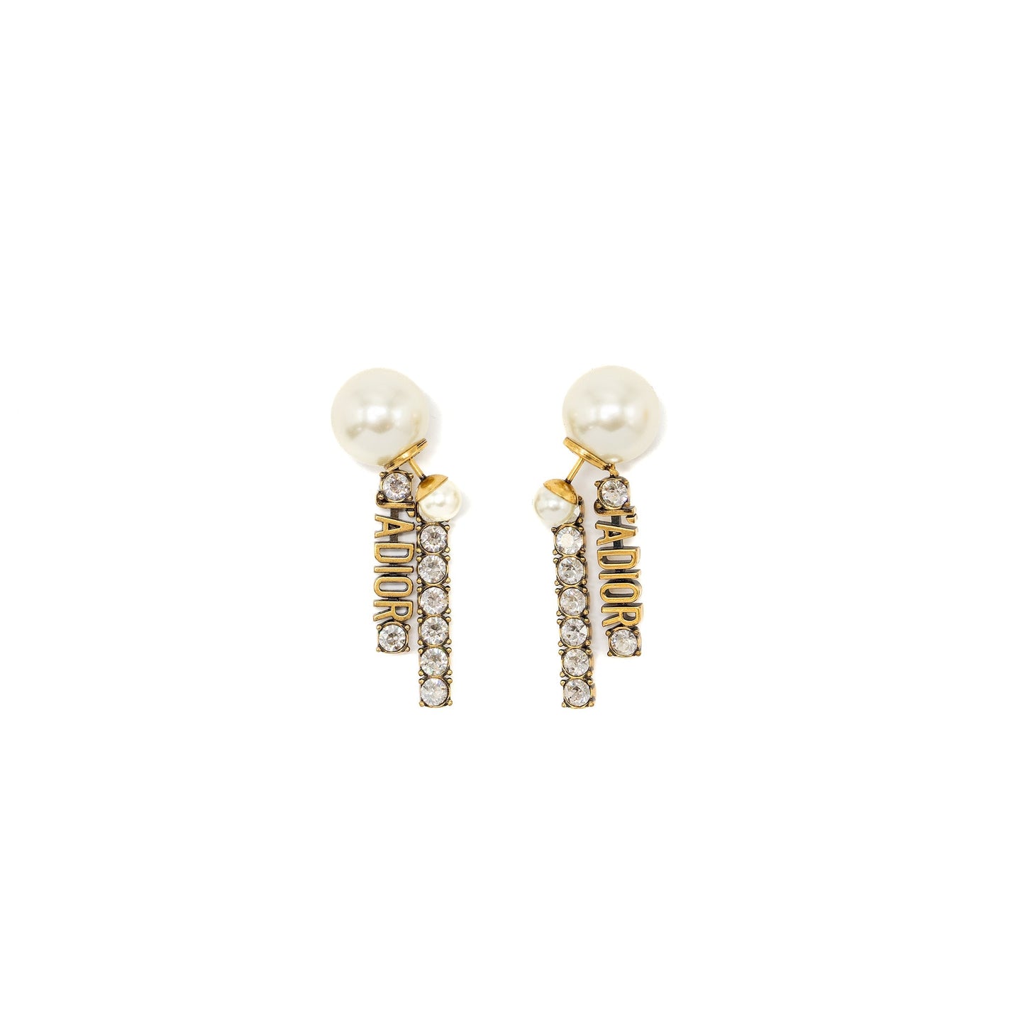 Luxury Dior pearl and letter drop earrings gold tone