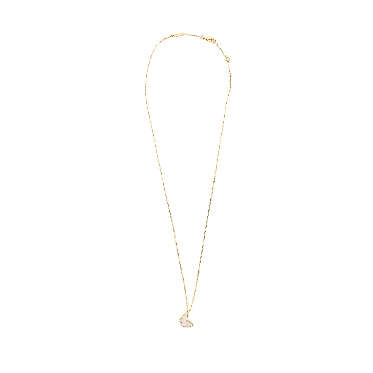 Van Cleef & Arpels Sweet Alhambra Butterfly Pendant Mother Of Pearl Yellow Gold