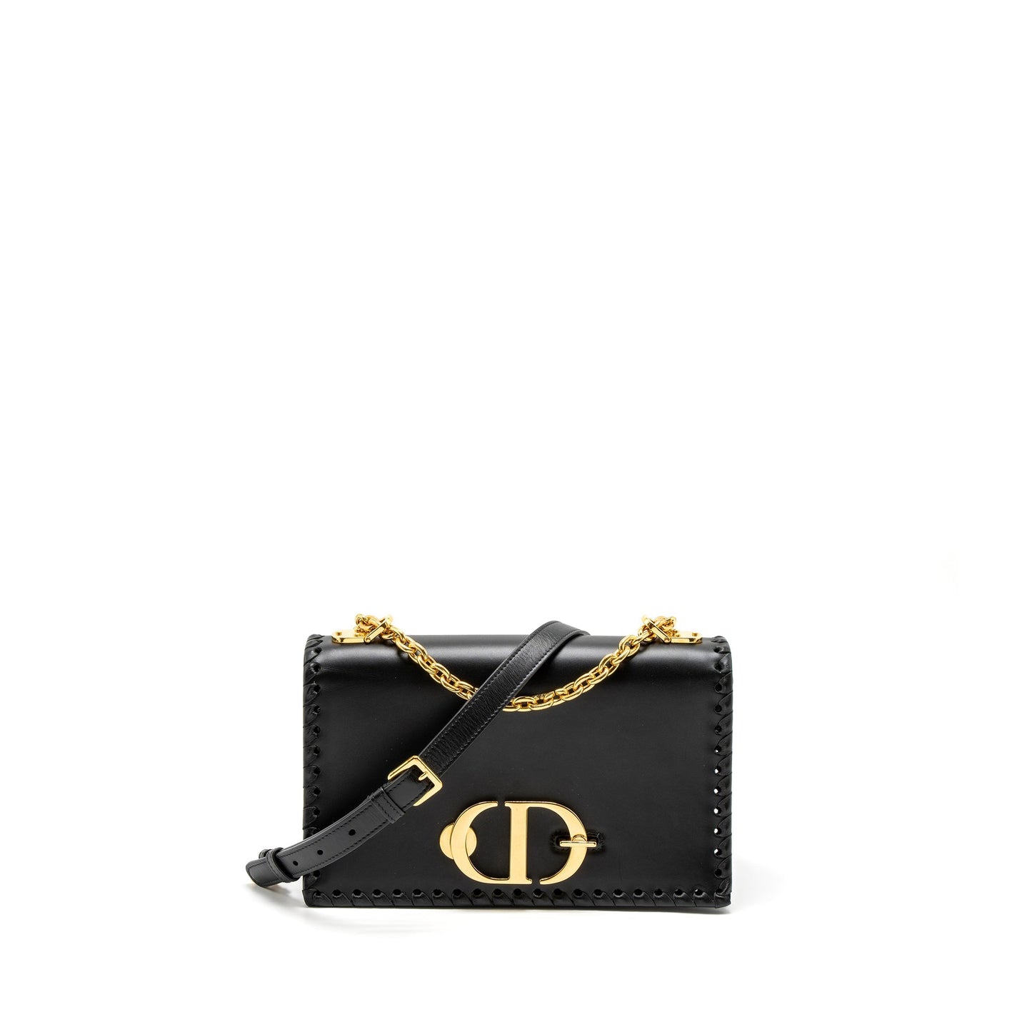 Luxury Dior 30 Montaigne Flap Bag Calfskin Black GHW