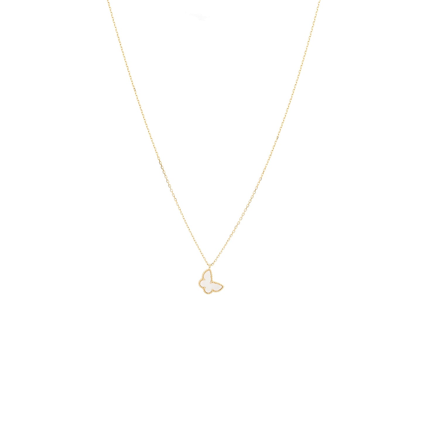 Van Cleef & Arpels Sweet Alhambra Butterfly Pendant Mother Of Pearl Yellow Gold