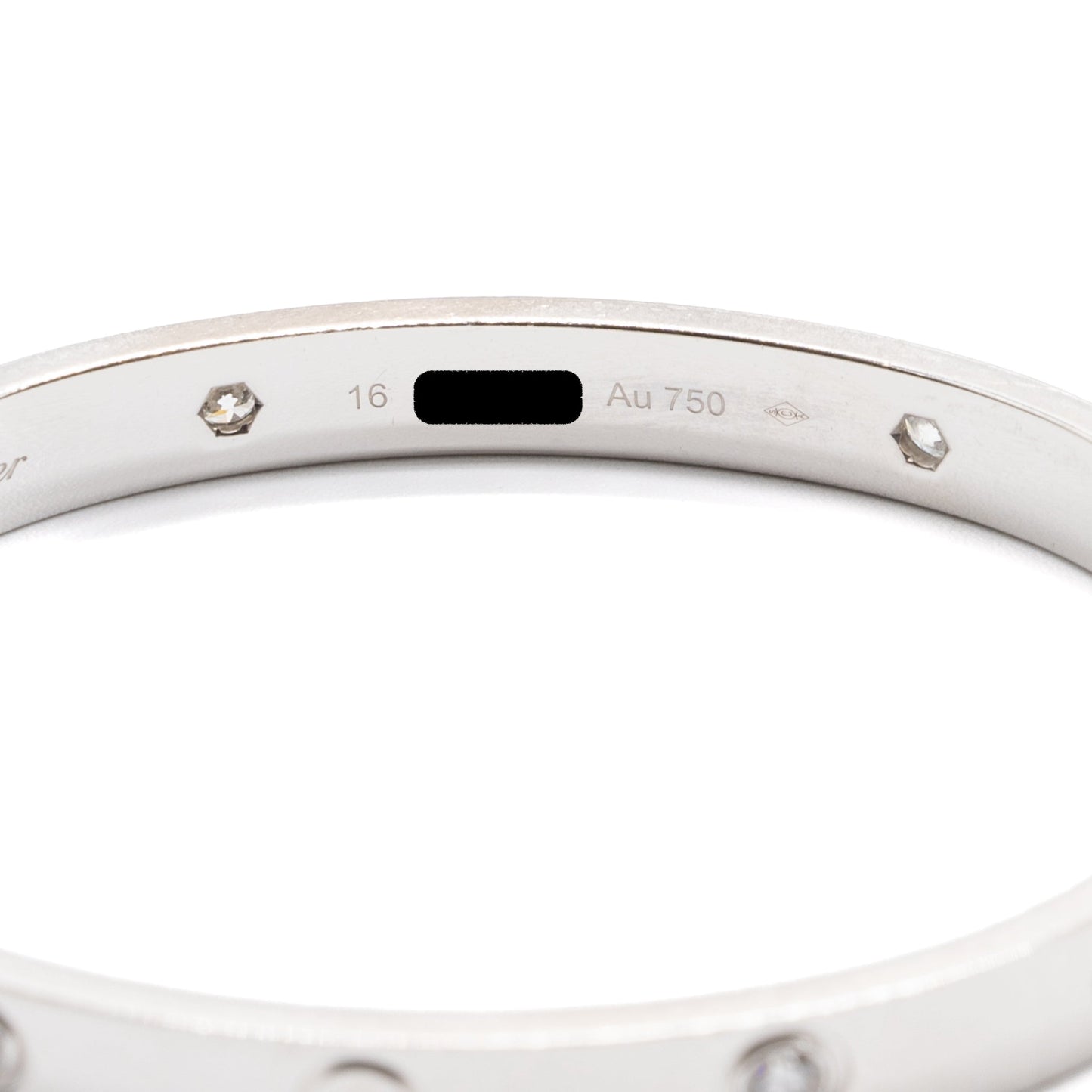 Cartier Size 16 Love Bracelet White Gold With 4 Diamonds