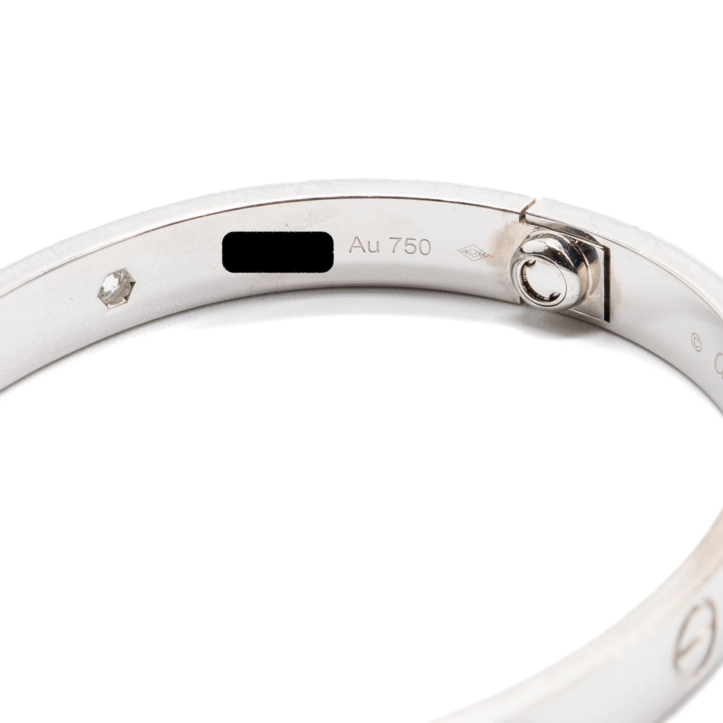 Cartier Size 16 Love Bracelet White Gold With 4 Diamonds