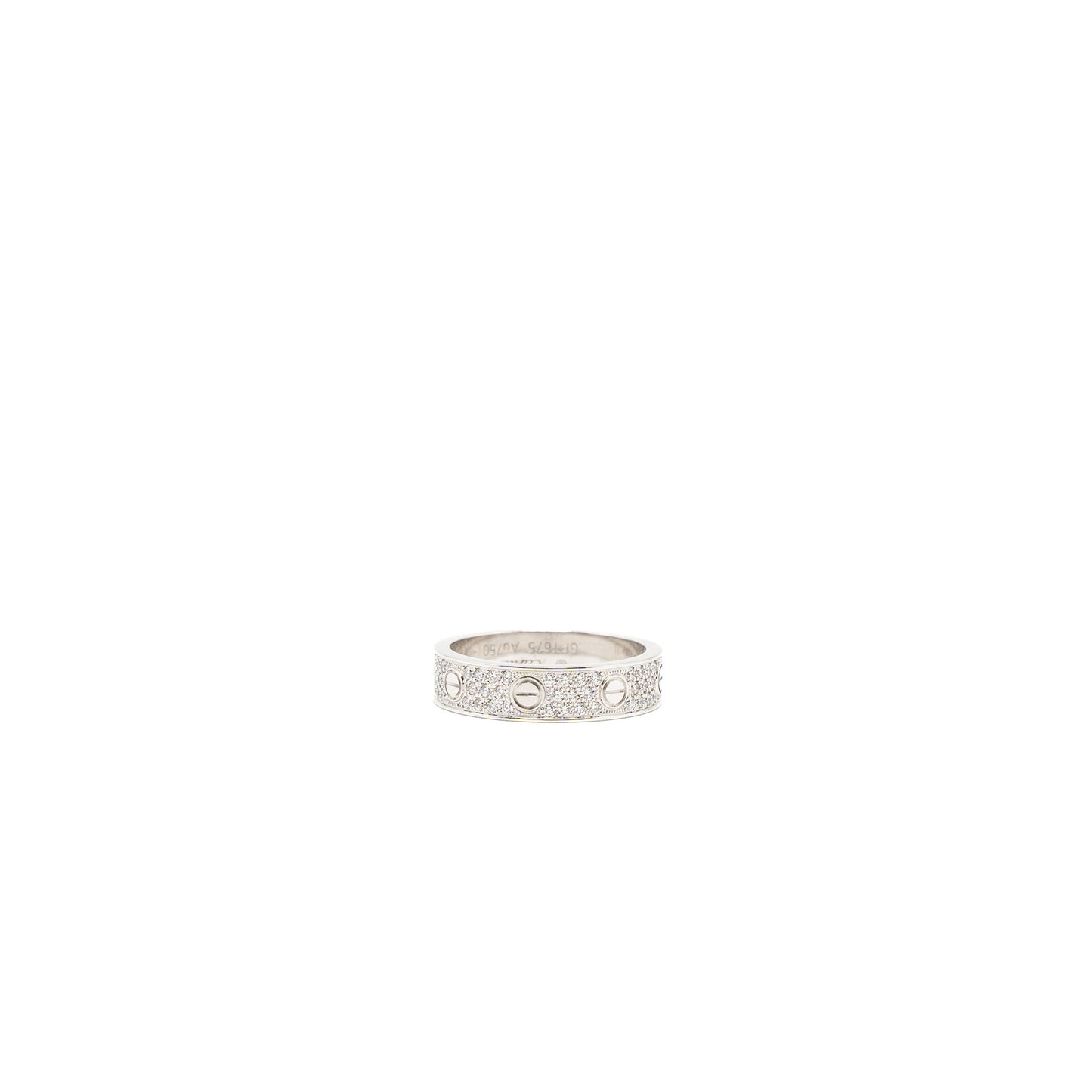 Cartier Size 53 Love Wedding Band White Gold Diamonds