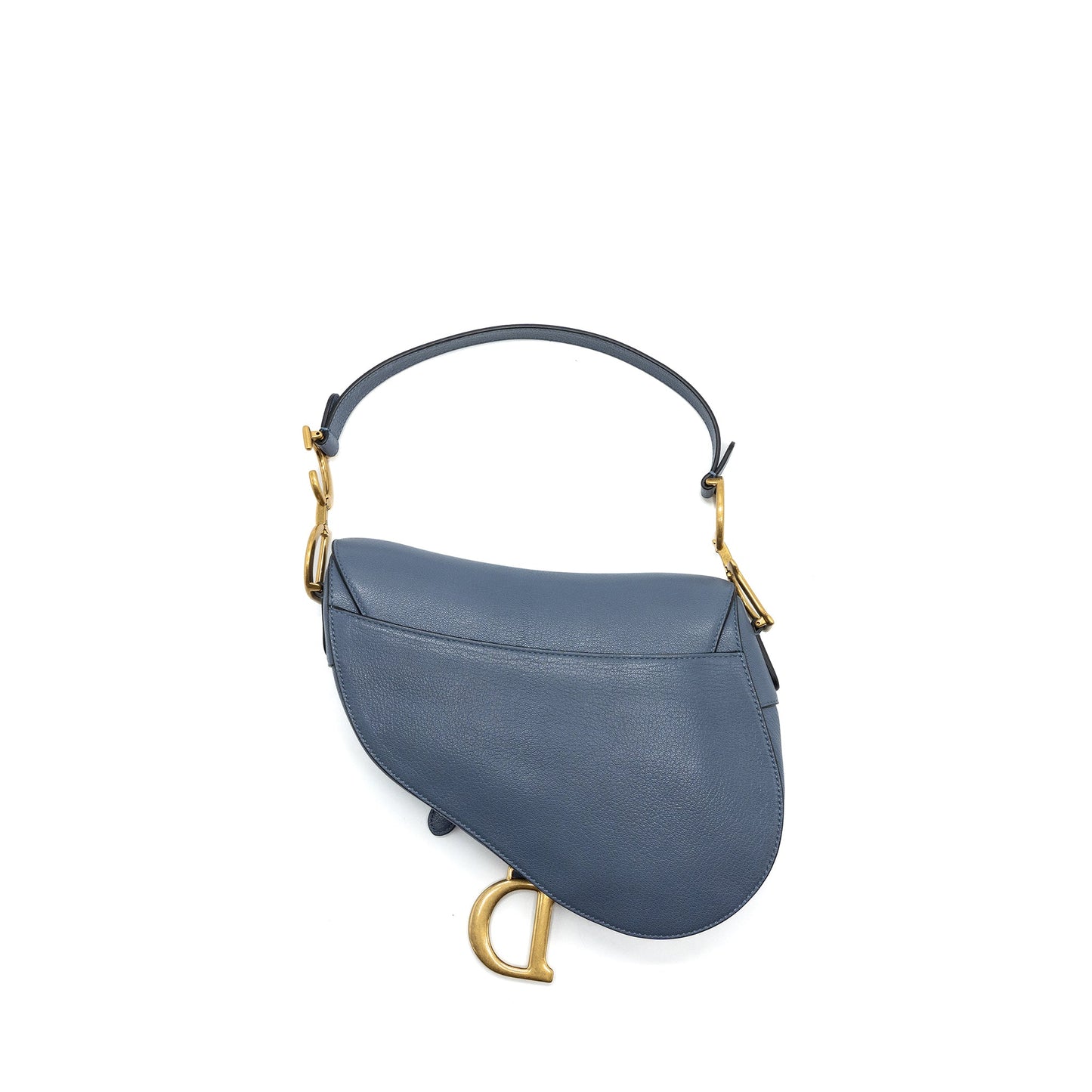 Luxury Dior medium saddle bag goat skin light blue GHW