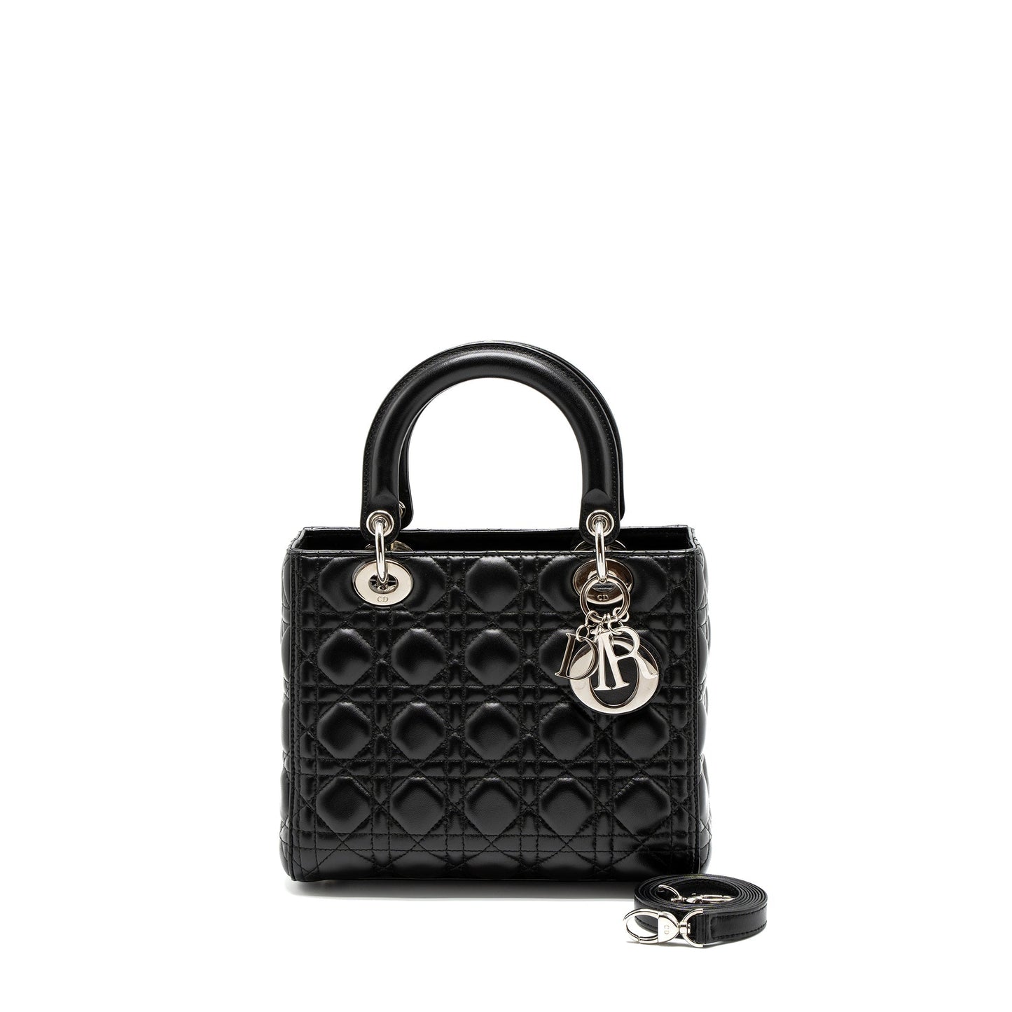 Luxury Dior Medium Lady Luxury Dior Lambskin Black SHW