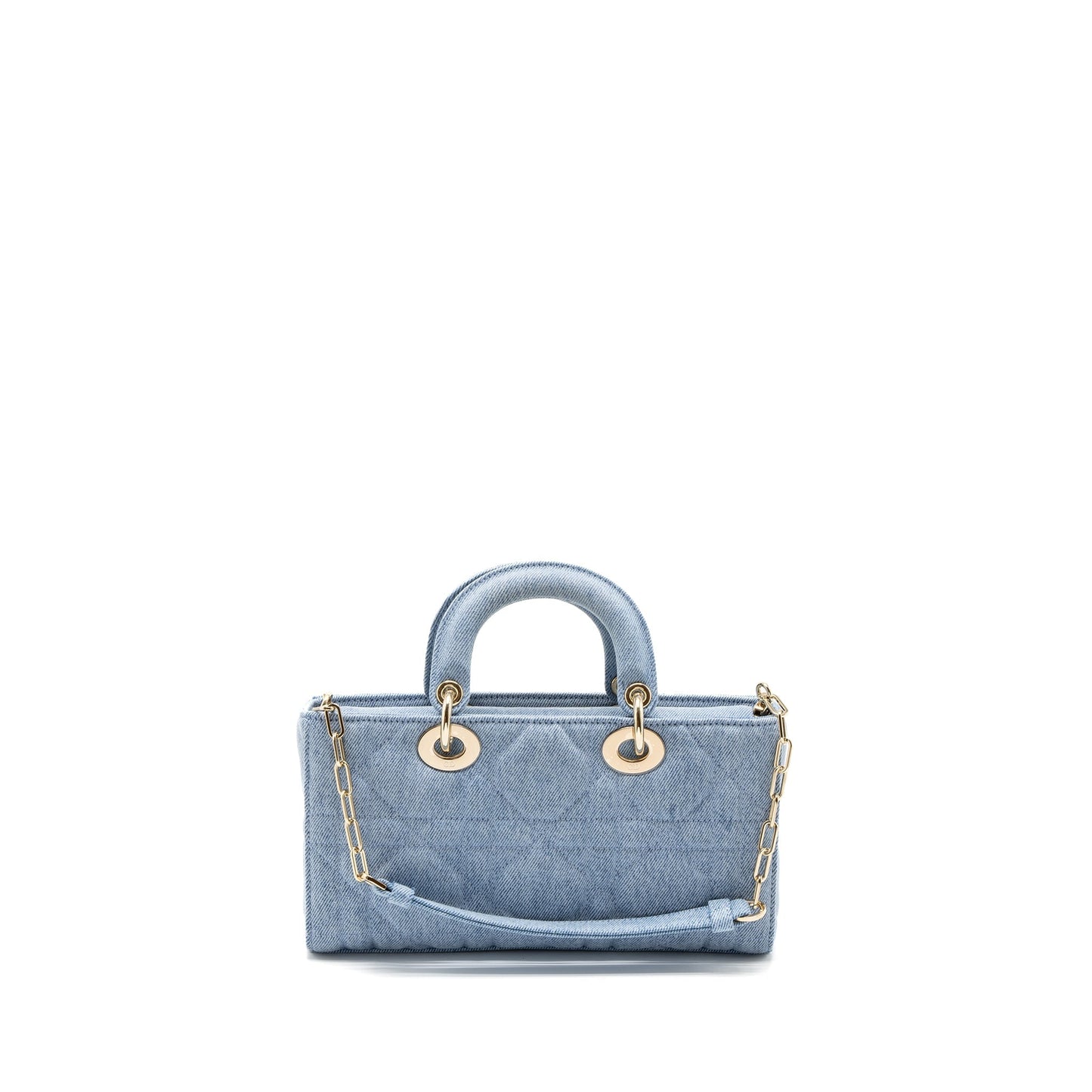 Luxury Dior Small Lady D-Joy Bag Macrocannage Denim Blue LGHW