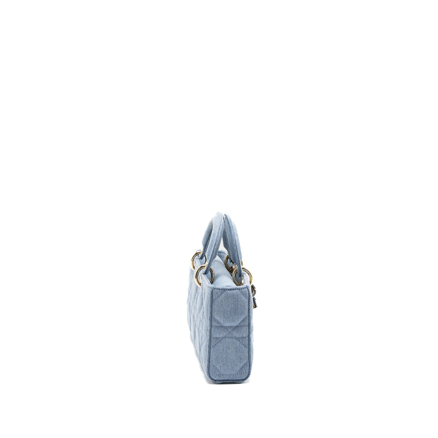 Luxury Dior Small Lady D-Joy Bag Macrocannage Denim Blue LGHW