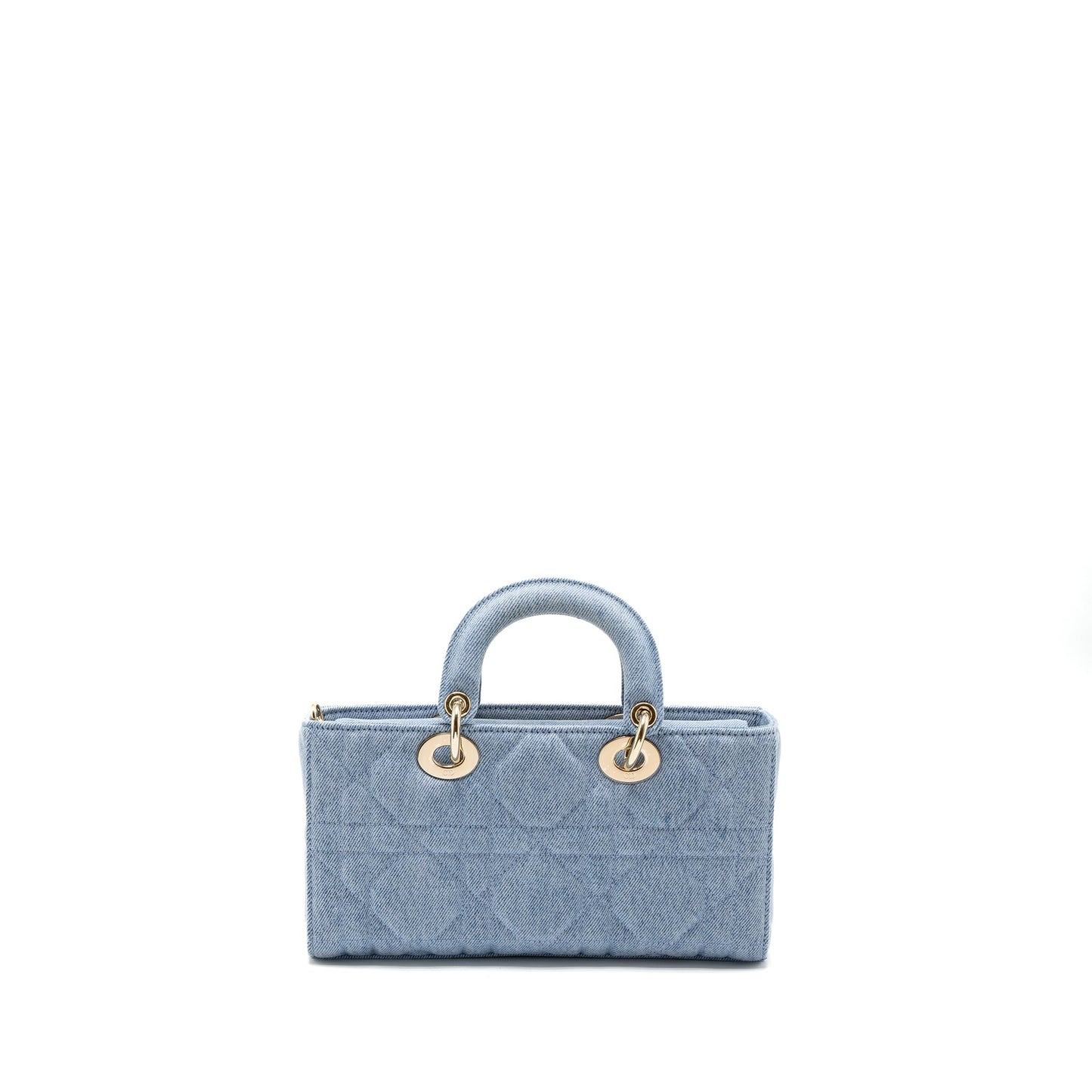 Luxury Dior Small Lady D-Joy Bag Macrocannage Denim Blue LGHW