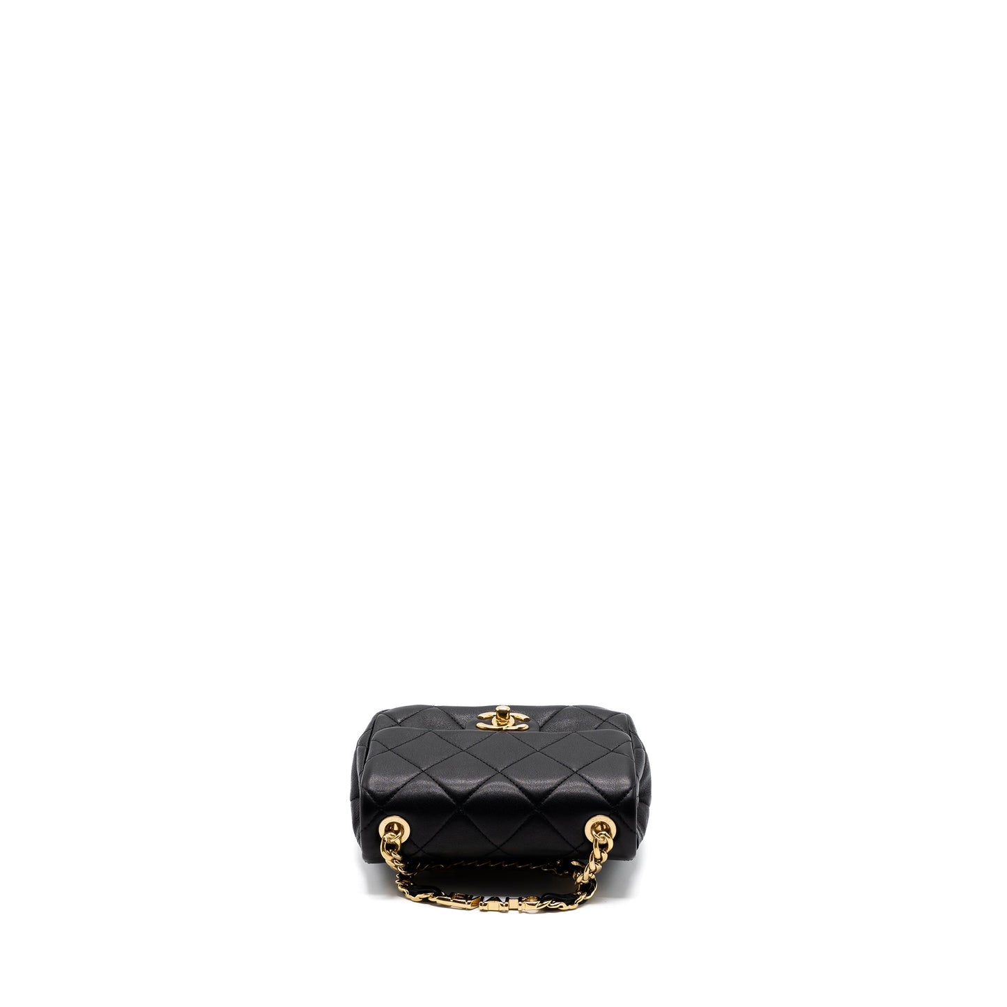 Chanel Round Handle Mini Square Crossbody Bag Lambskin Brushed GHW(Microchip)