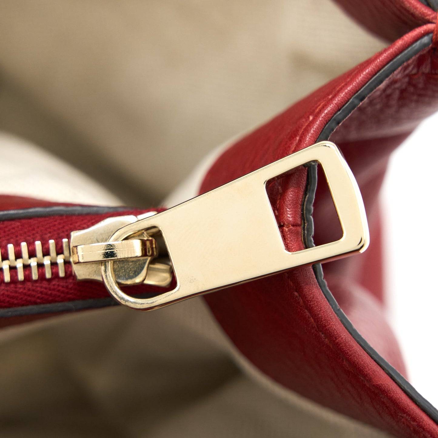 Gucci Crossbody Tote Bag Bamboo Handle Calfskin Red LGHW