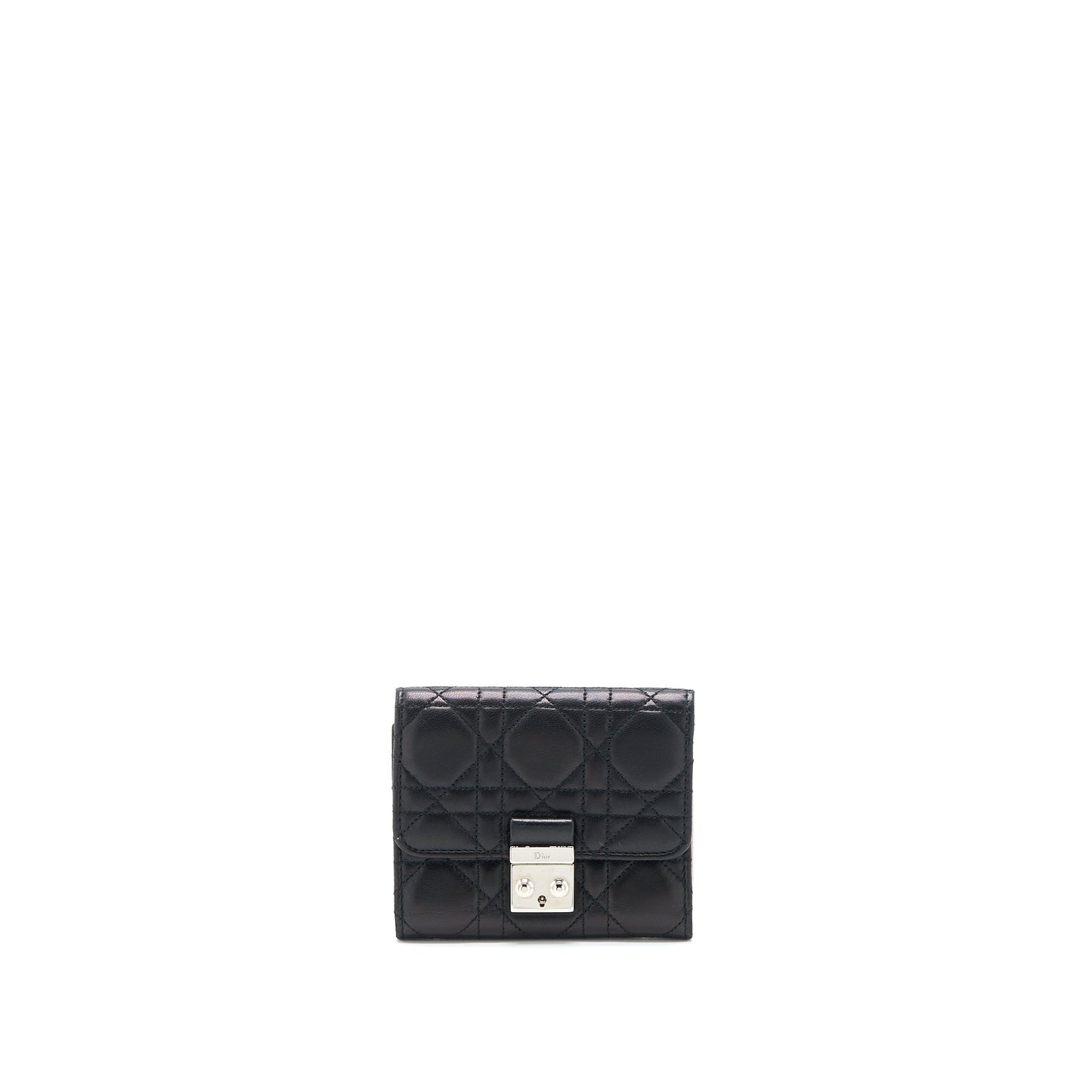 Luxury Dior Compact Wallet Lambskin Black/Pink SHW