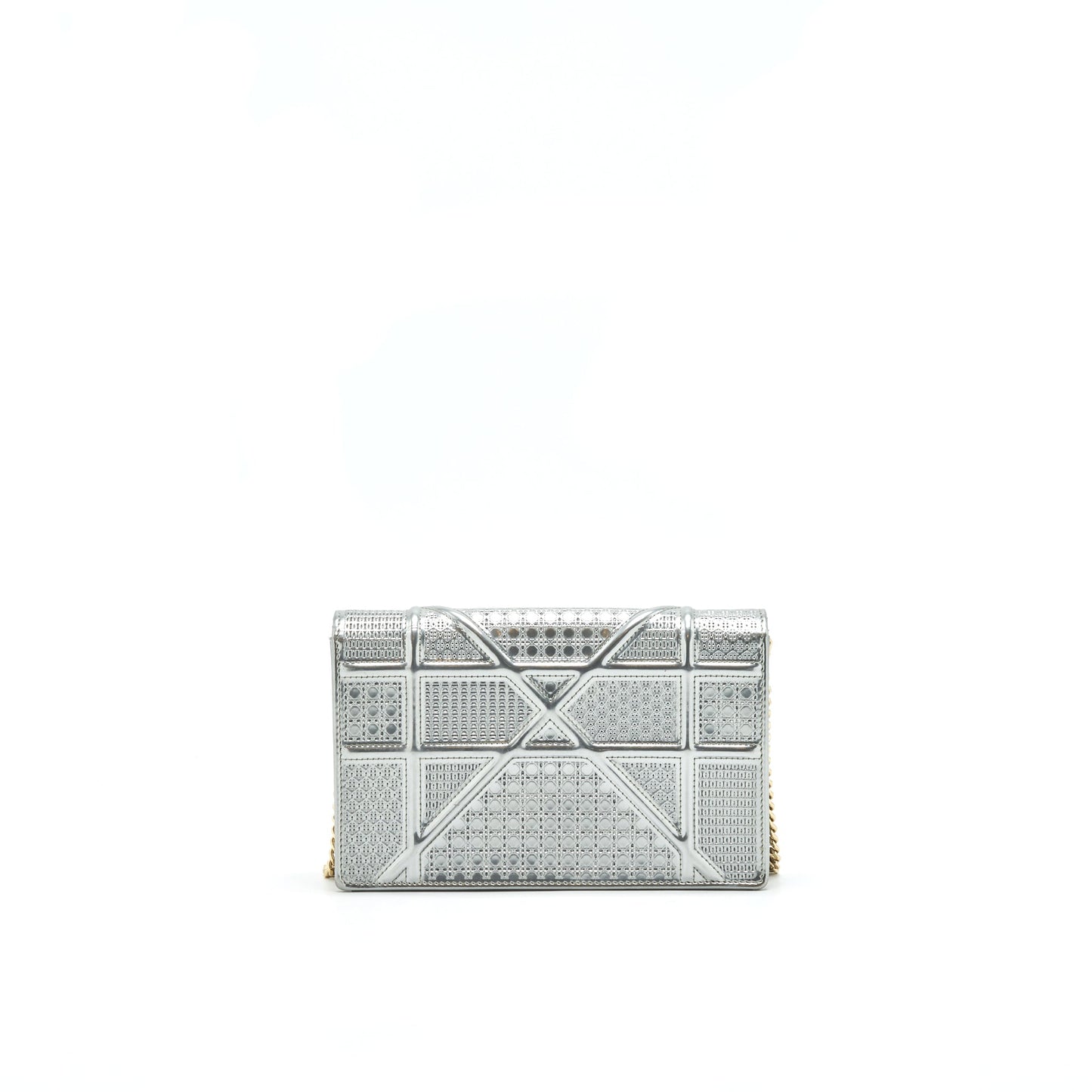 Luxury Dior Luxury Diorama Wallet on Chain Metallic Silver GHW
